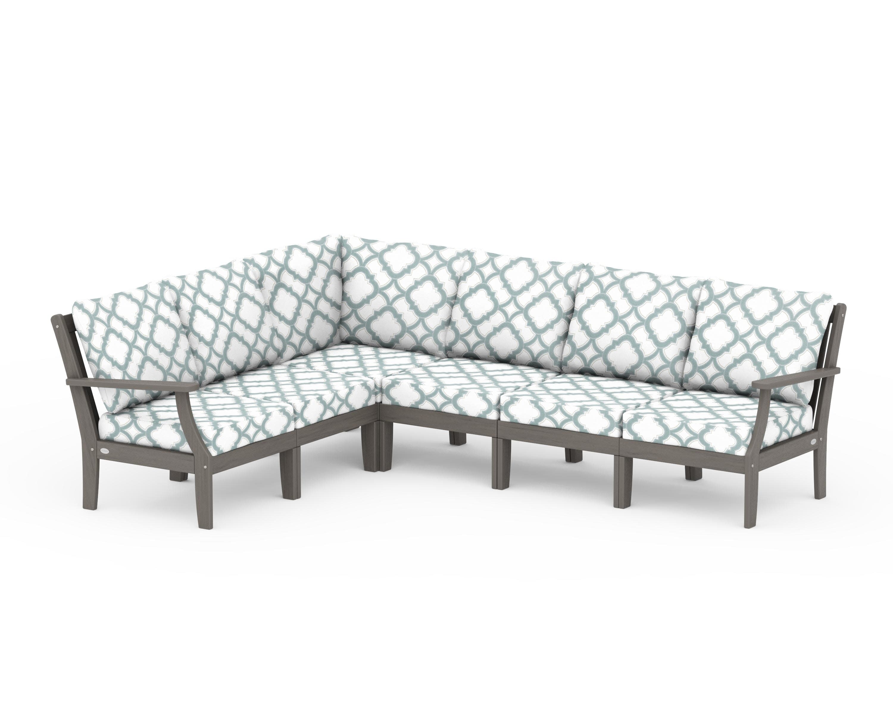 Braxton Modular 6-Piece Deep Seating Set in Driftwood / Trellis Glacier Spa