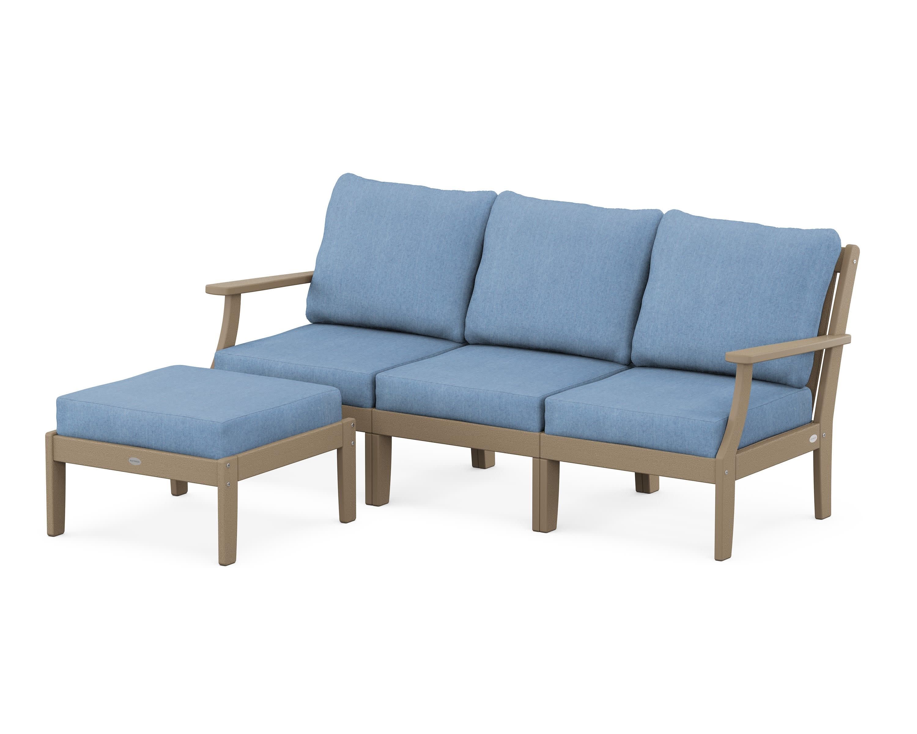 Braxton Modular 4-Piece Deep Seating Set with Ottoman in Vintage Sahara / Sky Blue