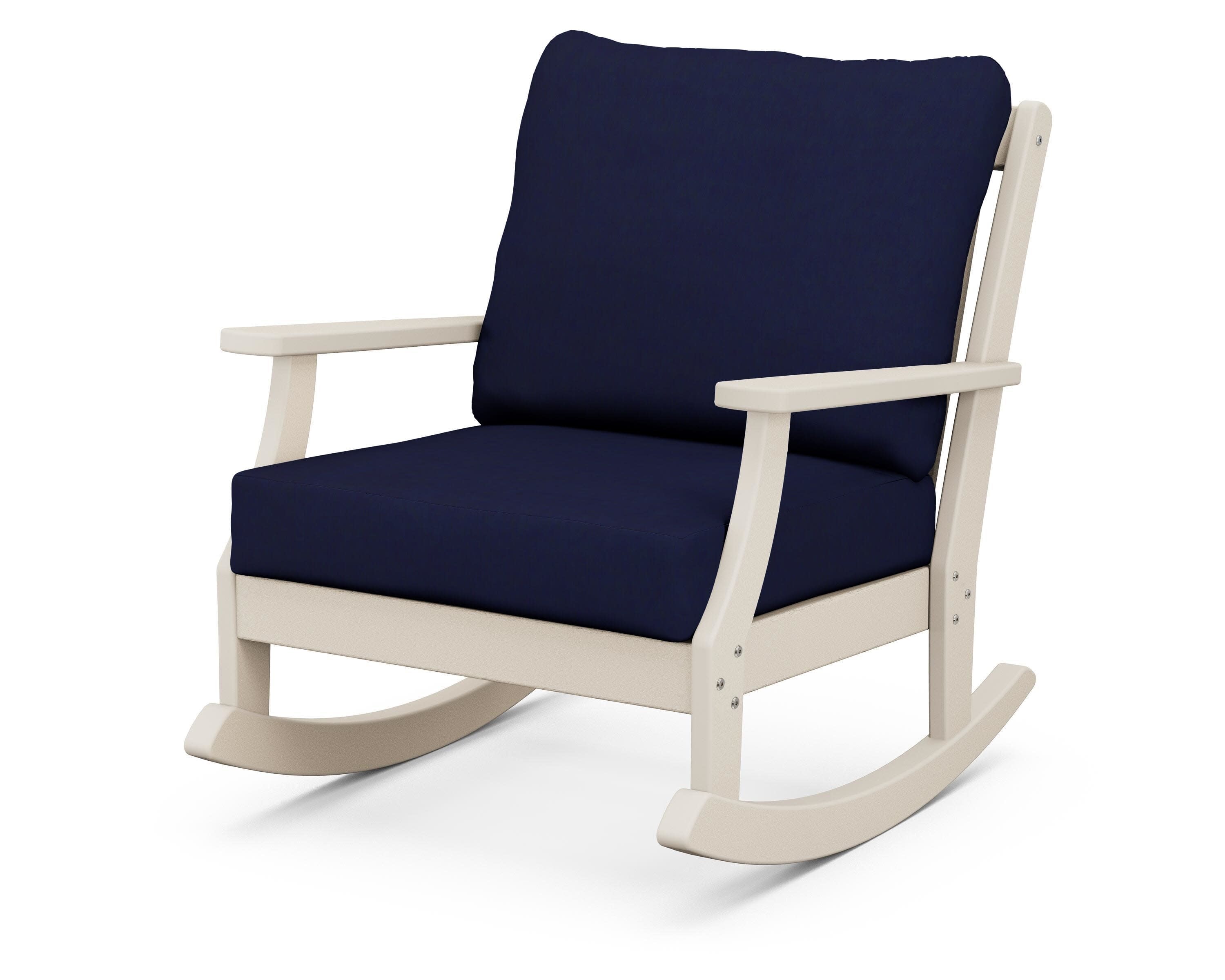 Braxton Deep Seating Rocking Chair in Sand / Navy
