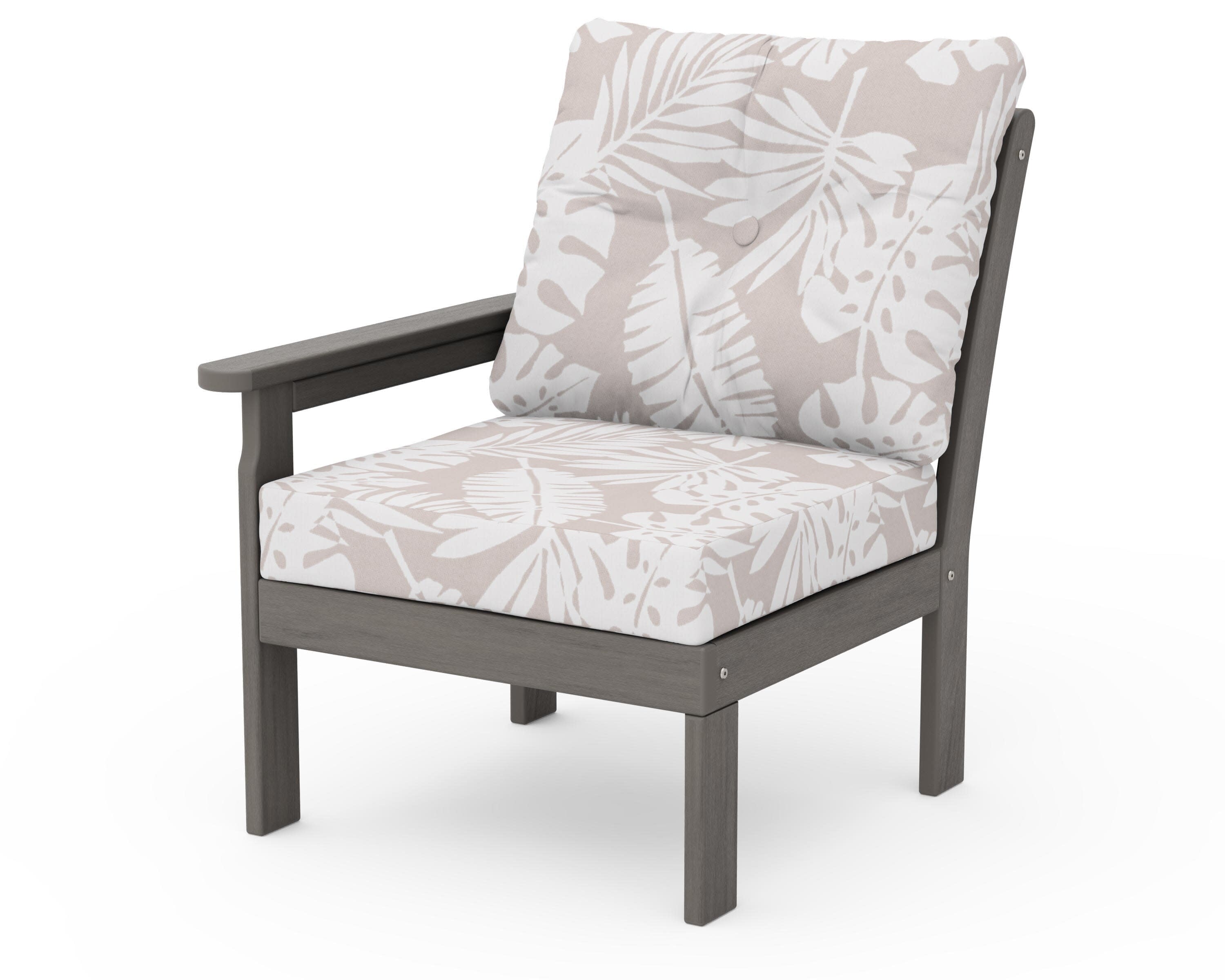 Vineyard Modular Left Arm Chair in Driftwood / Leaf Dune Burlap
