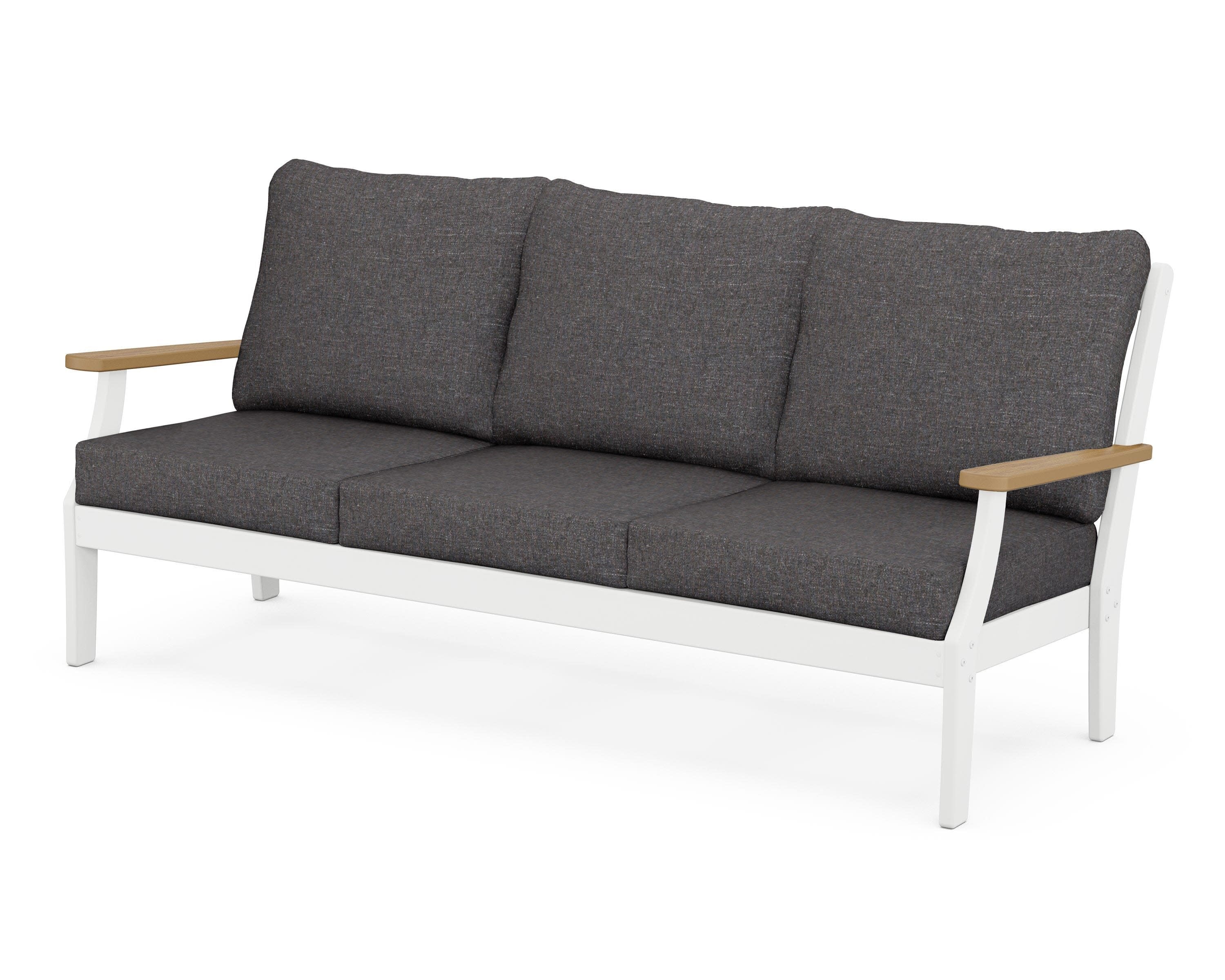 Braxton Deep Seating Sofa in White / Natural / Ash Charcoal