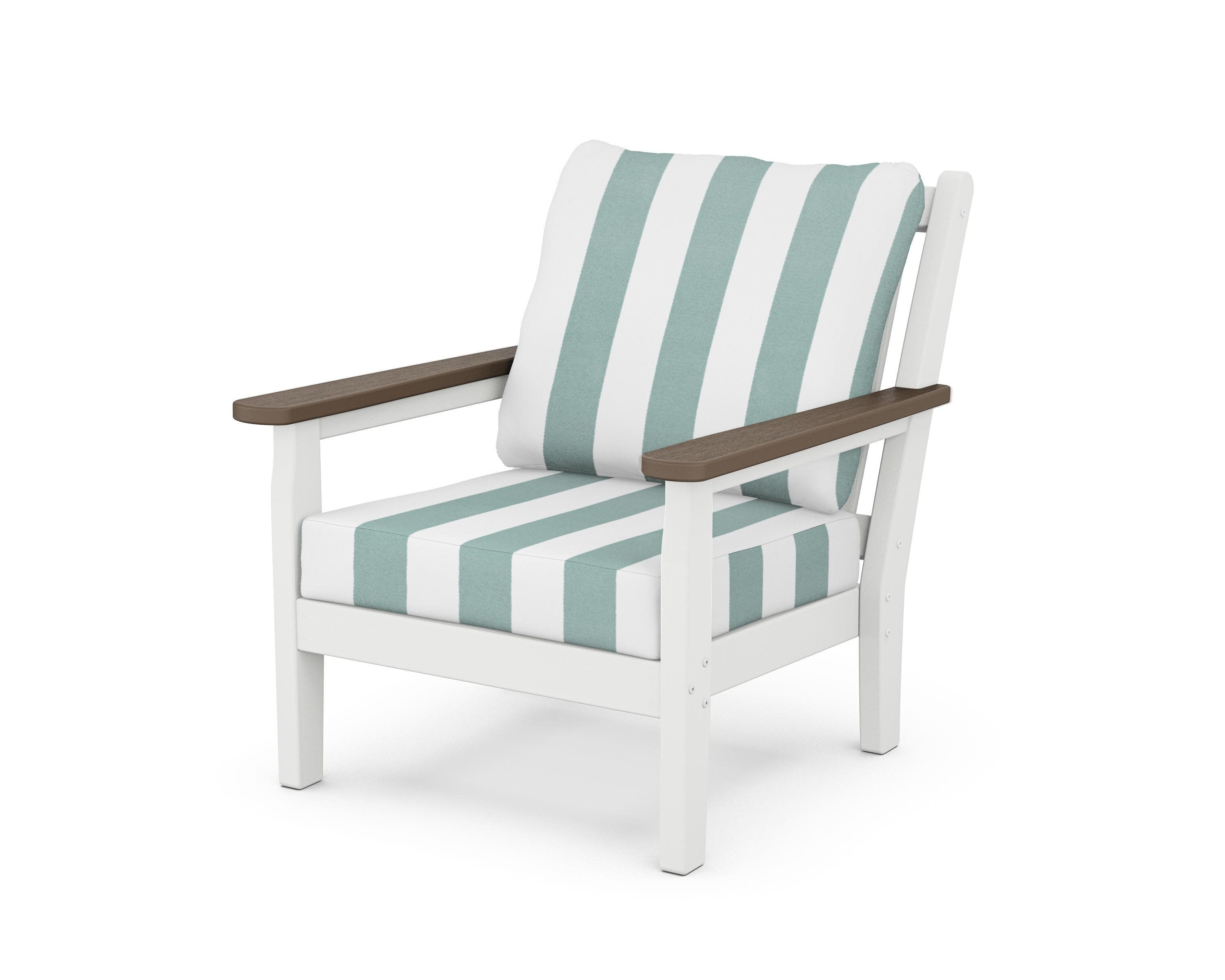 Chippendale Deep Seating Chair in White / Kona / Cabana Stripe Glacier Spa