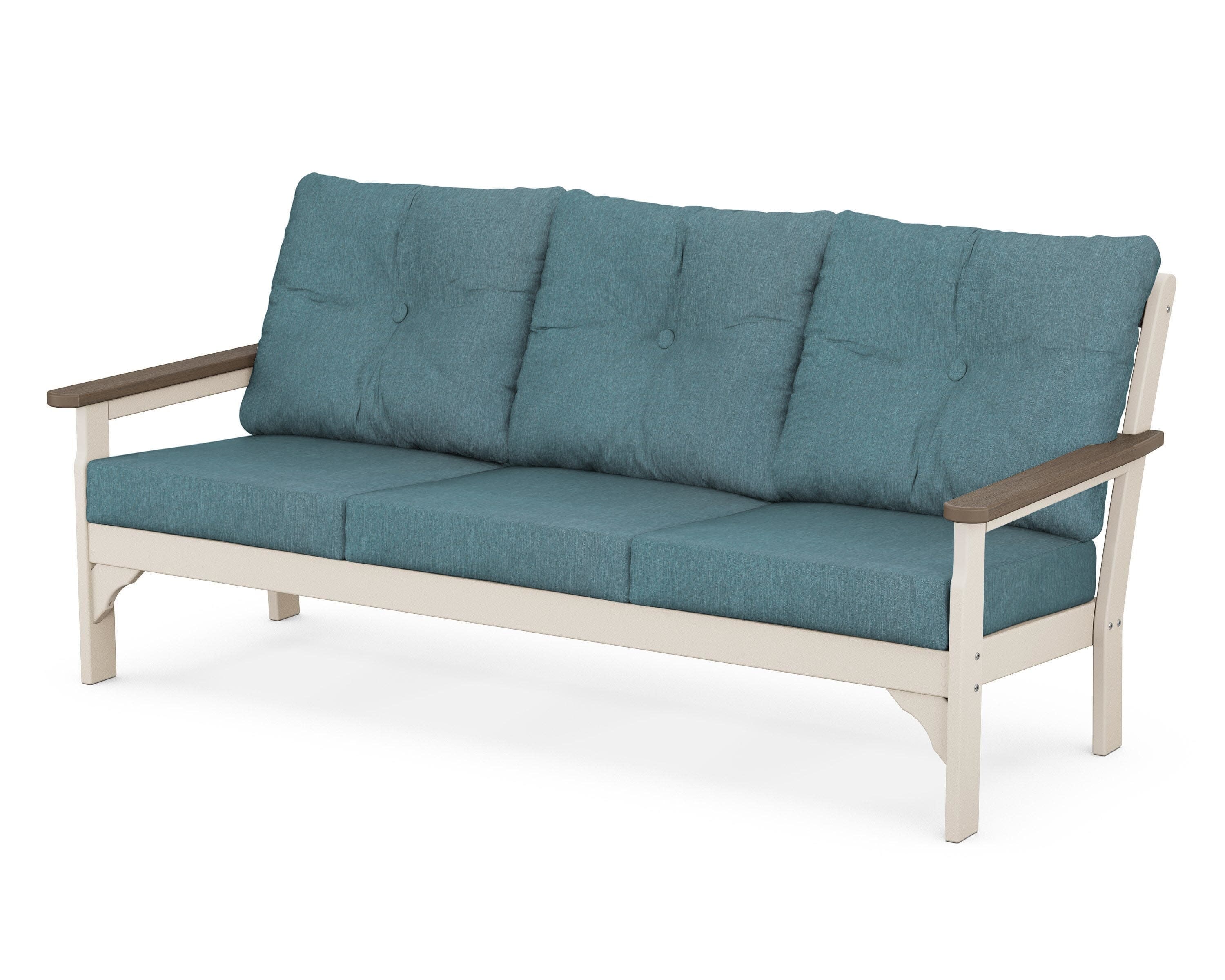 Vineyard Deep Seating Sofa in Sand / Kona / Ocean Teal