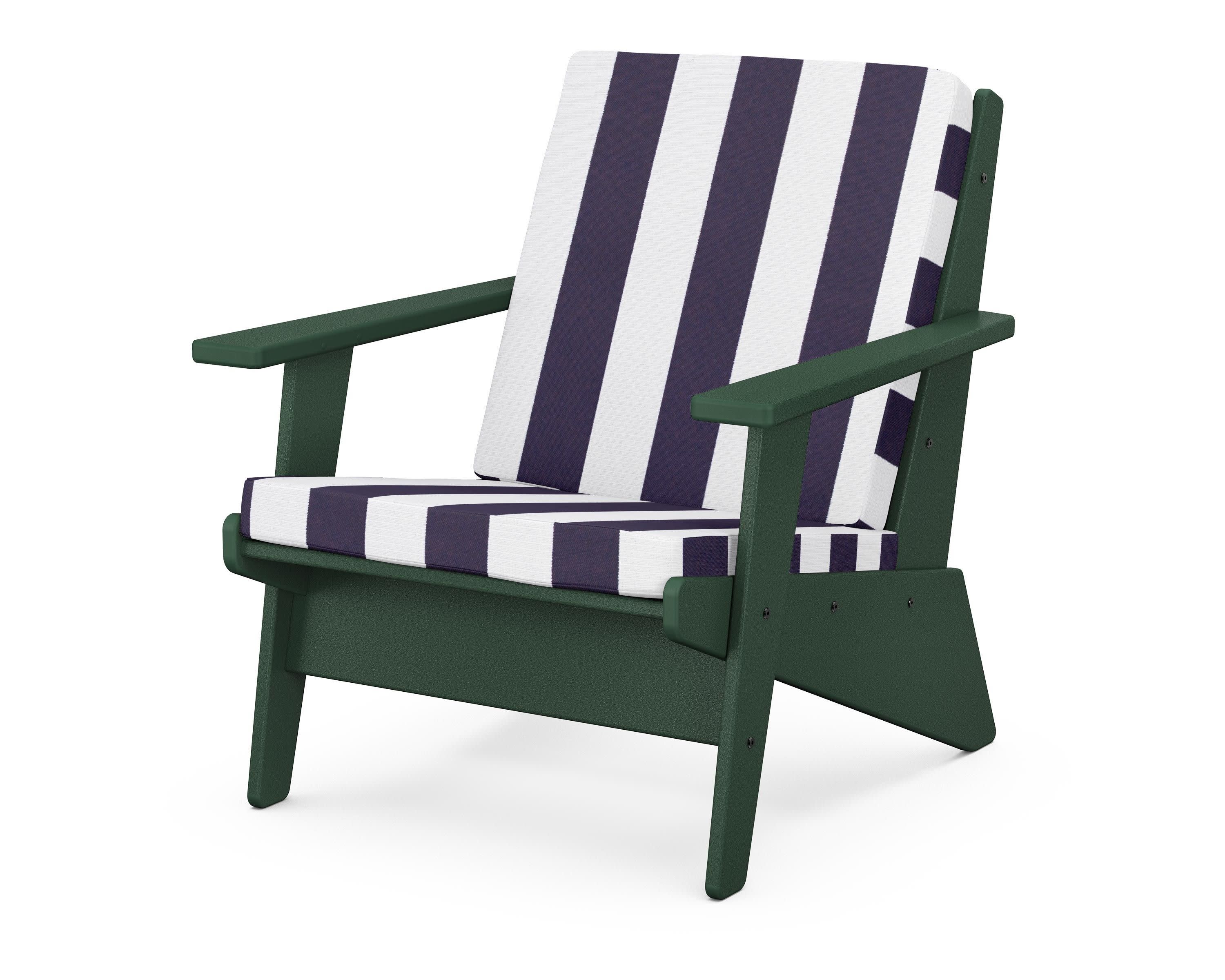Riviera Modern Lounge Chair in Green / Cabana Stripe Navy