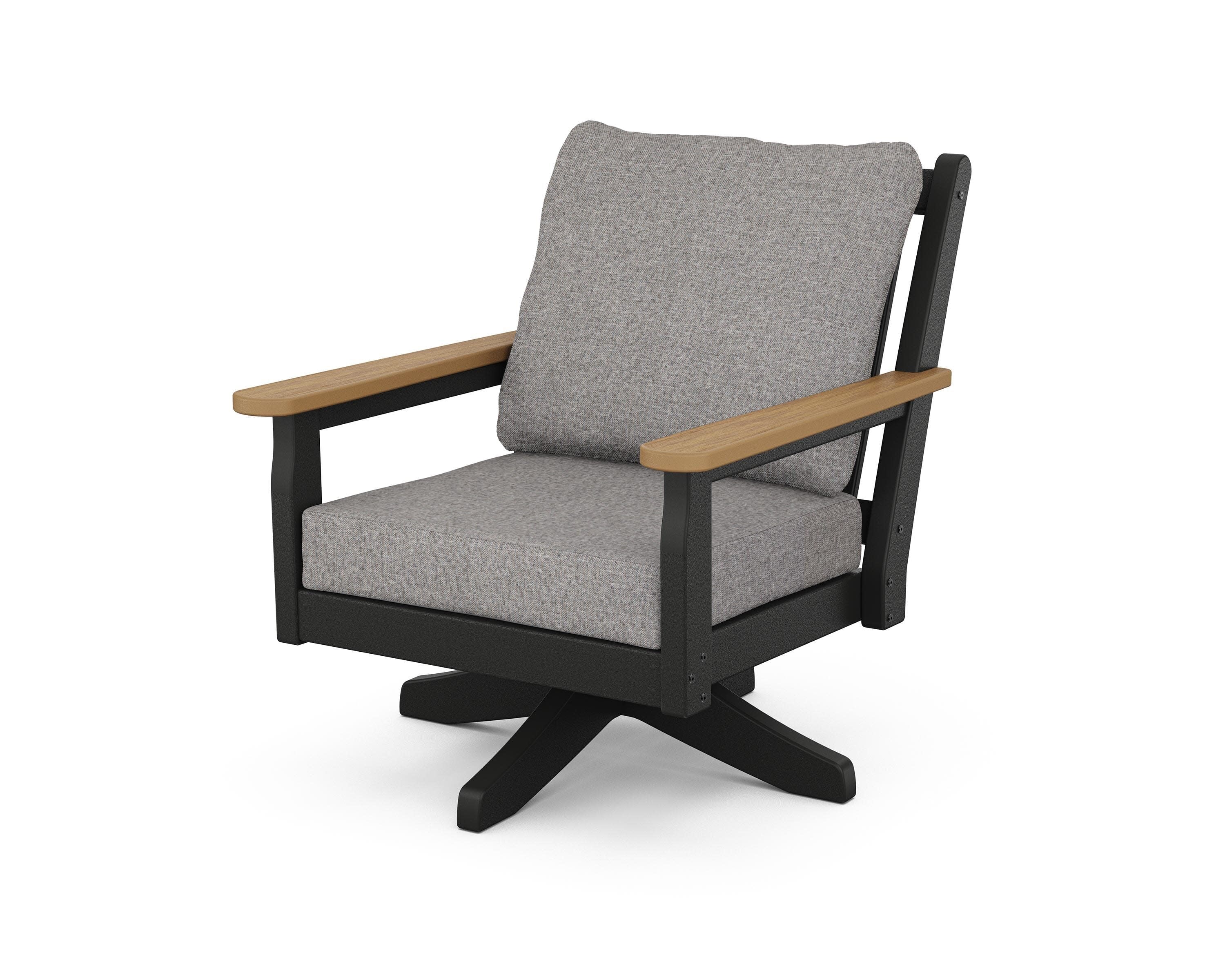 Chippendale Deep Seating Swivel Chair in Black / Natural / Grey Mist