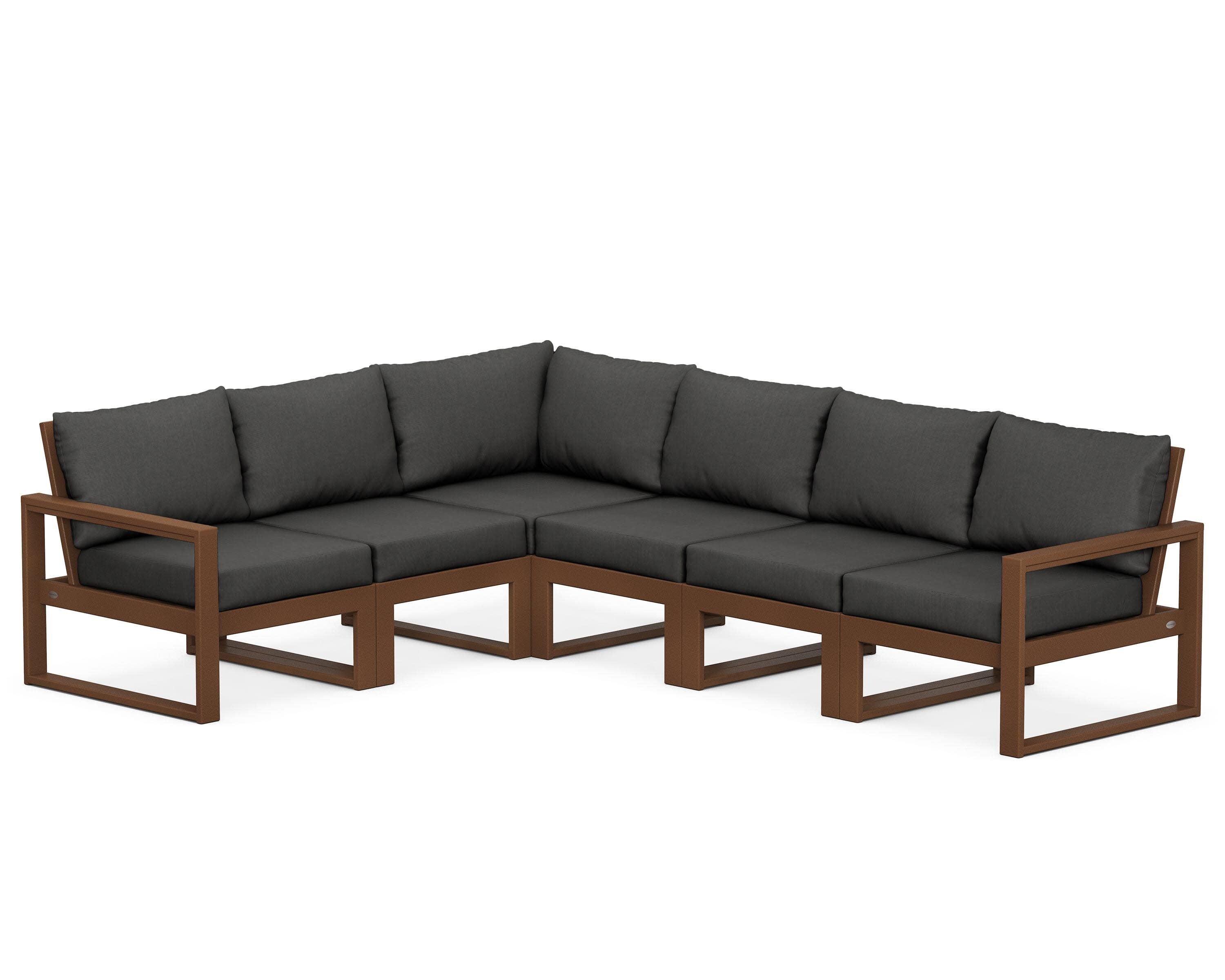 EDGE 6-Piece Modular Deep Seating Set in Teak / Spectrum Carbon