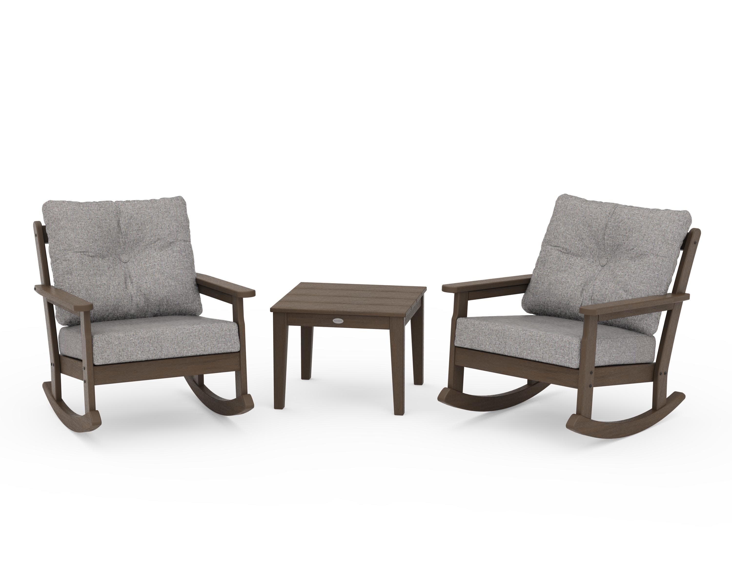 Vineyard 3-Piece Deep Seating Rocker Set in Kona / Grey Mist