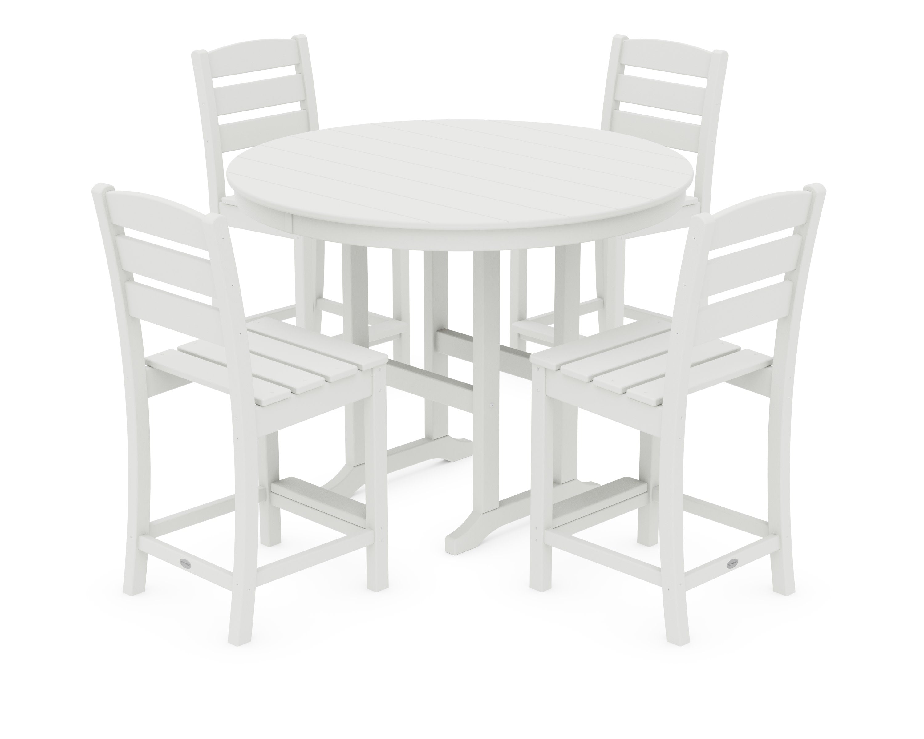 Lakeside 5-Piece Farmhouse Round Side Chair Counter  Set in Vintage White