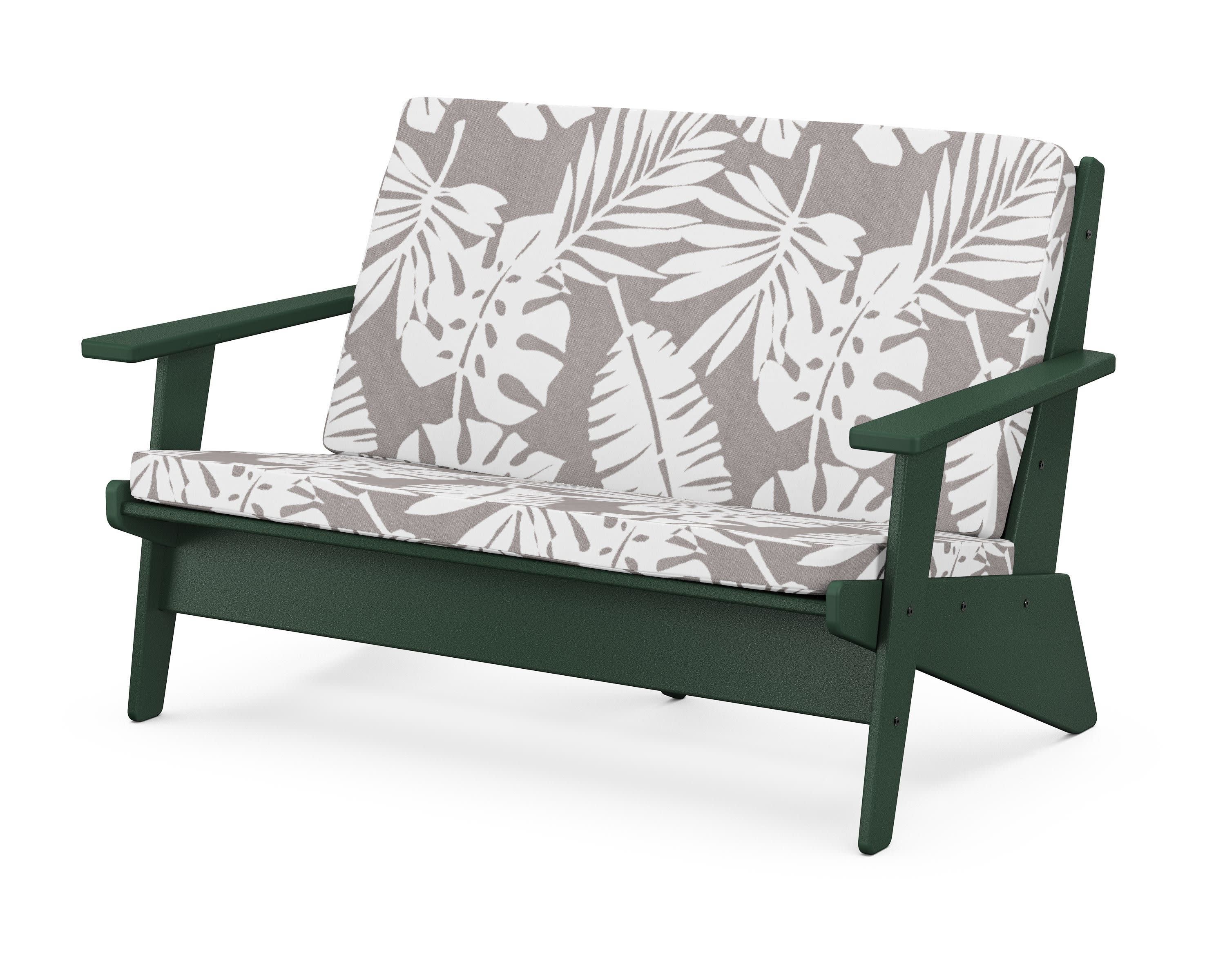 Riviera Modern Lounge Loveseat in Green / Leaf Grey Mist