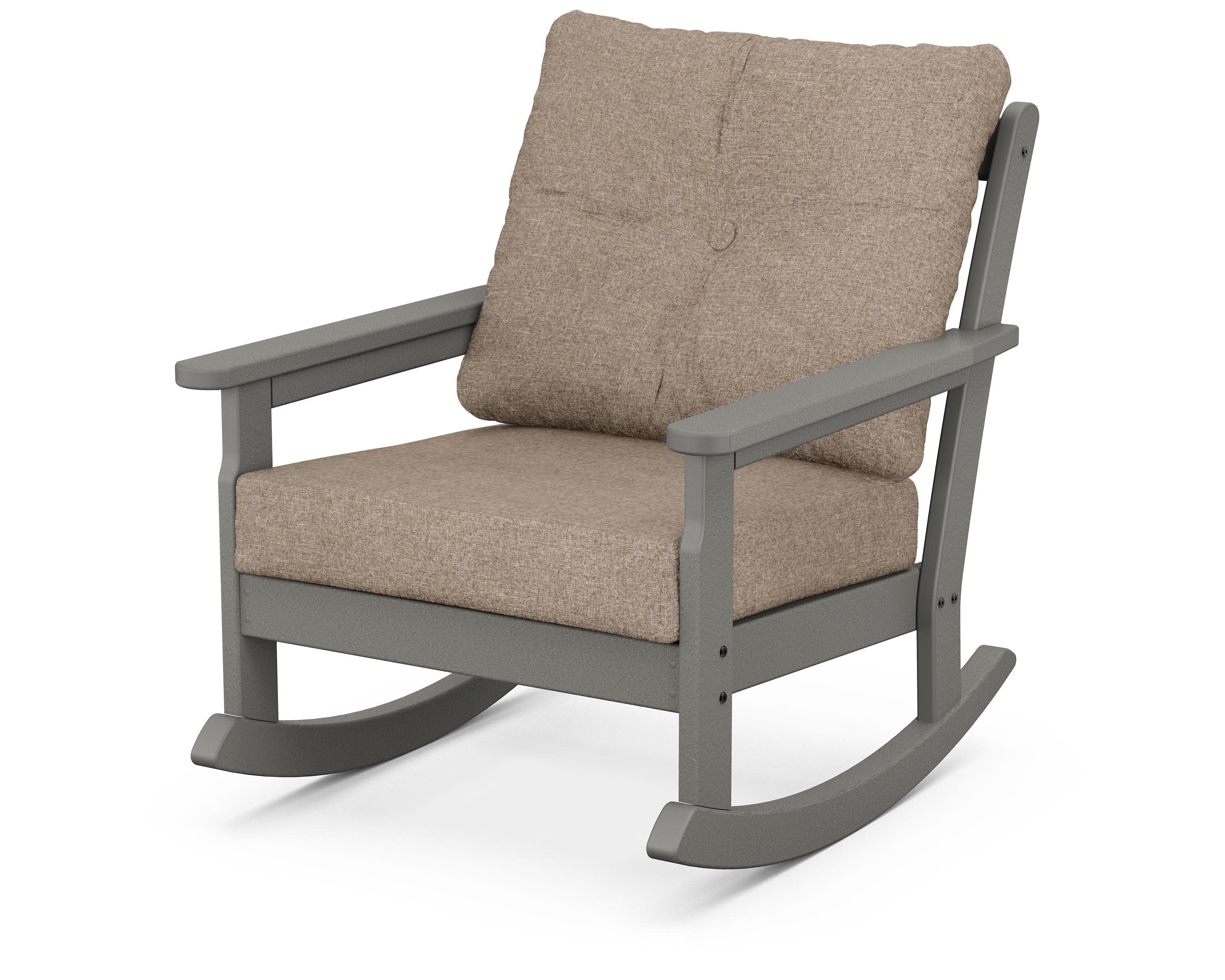 Vineyard Deep Seating Rocking Chair in Slate Grey / Spiced Burlap