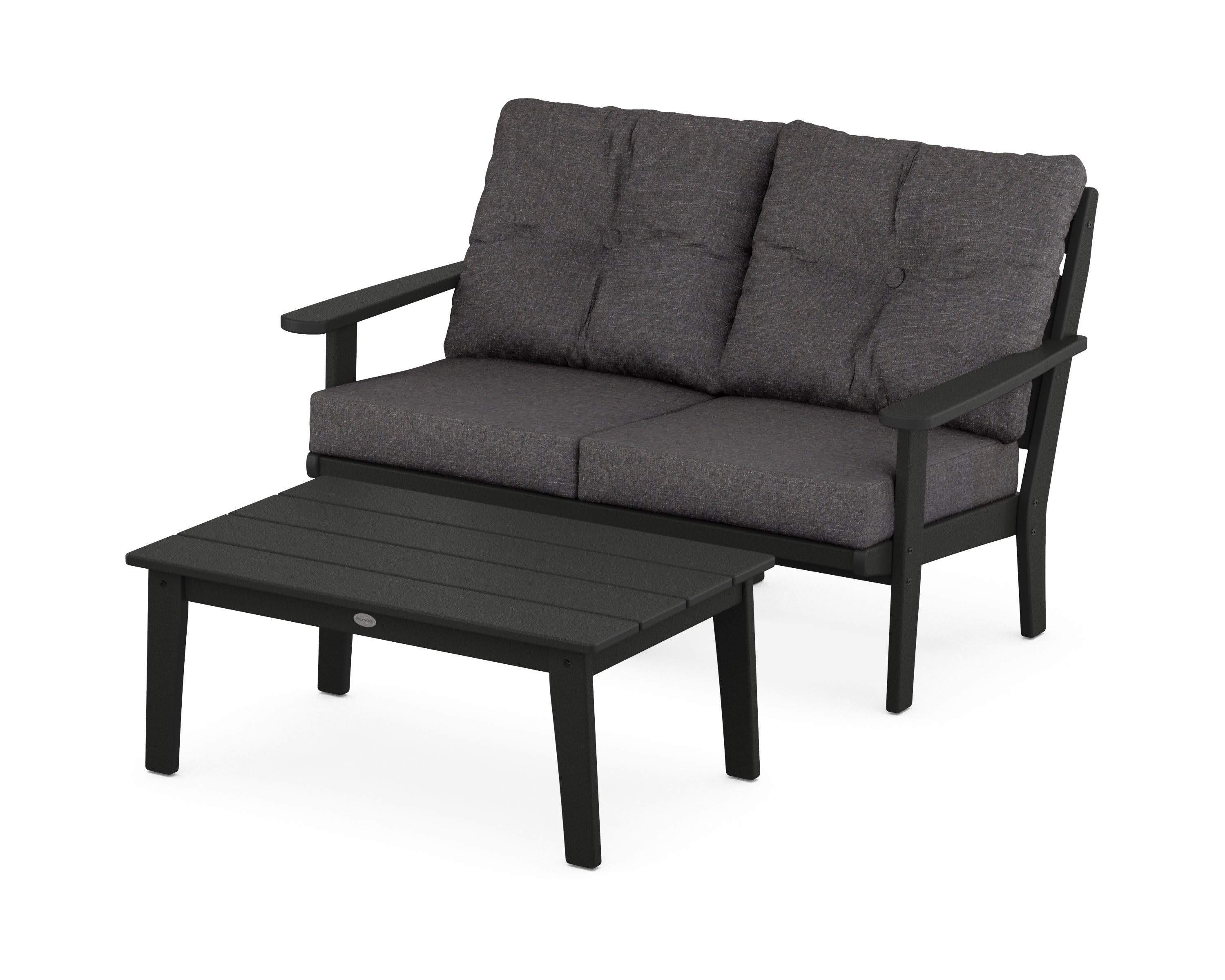 Lakeside 2-Piece Lounge Loveseat Set in Black / Ash Charcoal