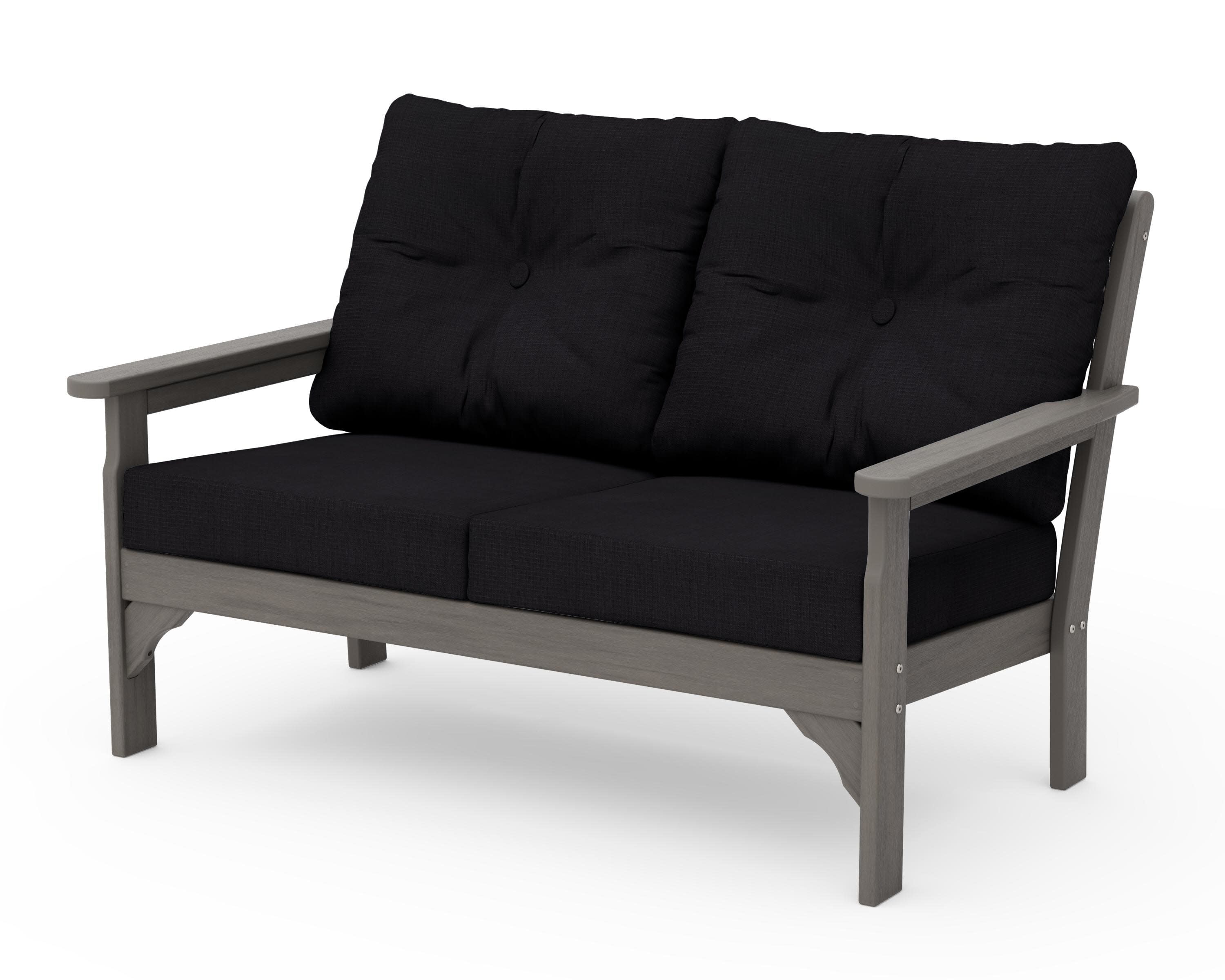 Vineyard Deep Seating Loveseat in Driftwood / Midnight Linen