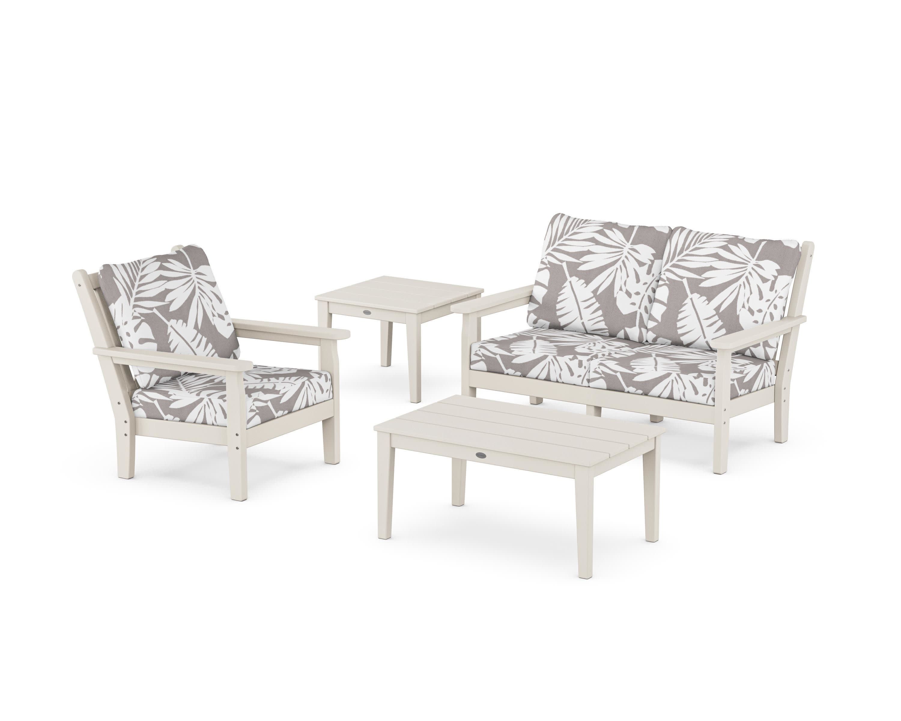Chippendale 4-Piece Deep Seating Set in Sand / Leaf Grey Mist