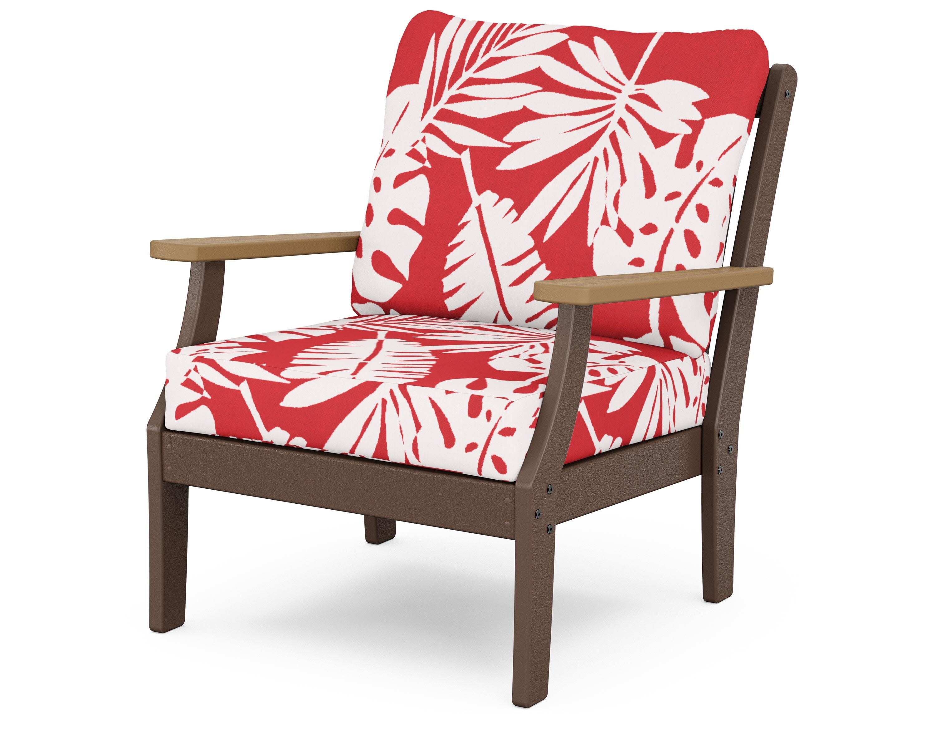 Braxton Deep Seating Chair in Mahogany / Natural / Leaf Crimson