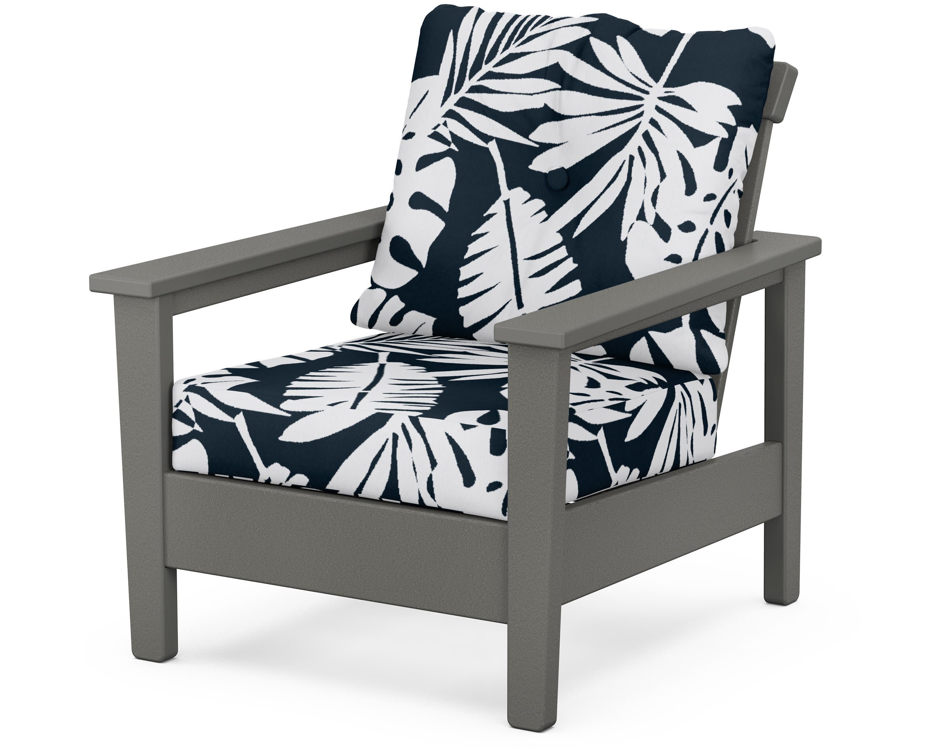 Prescott Deep Seating Chair in Slate Grey / Leaf Marine Indigo