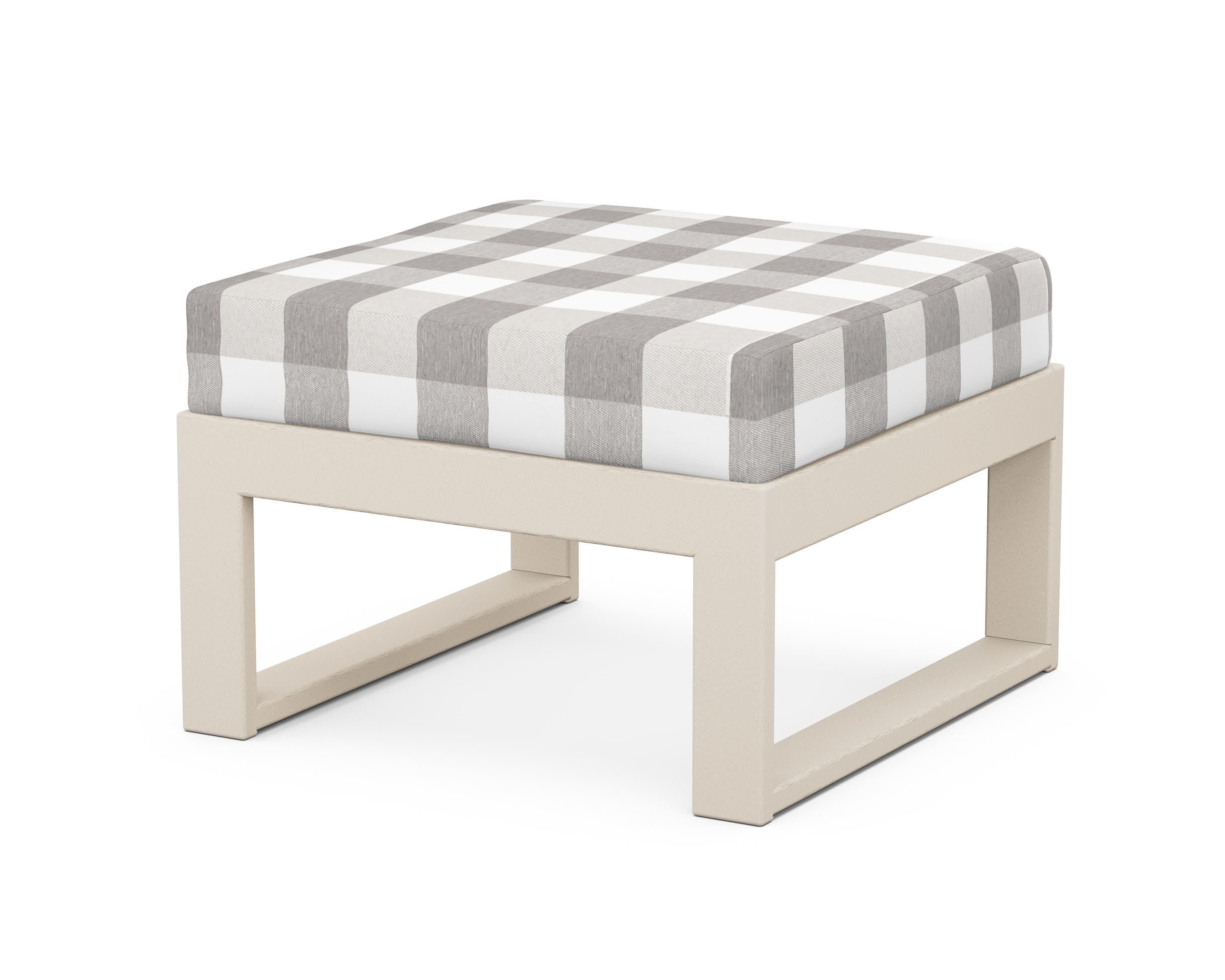 Modular Ottoman - Modern in Sand / Buffalo Plaid Grey Mist