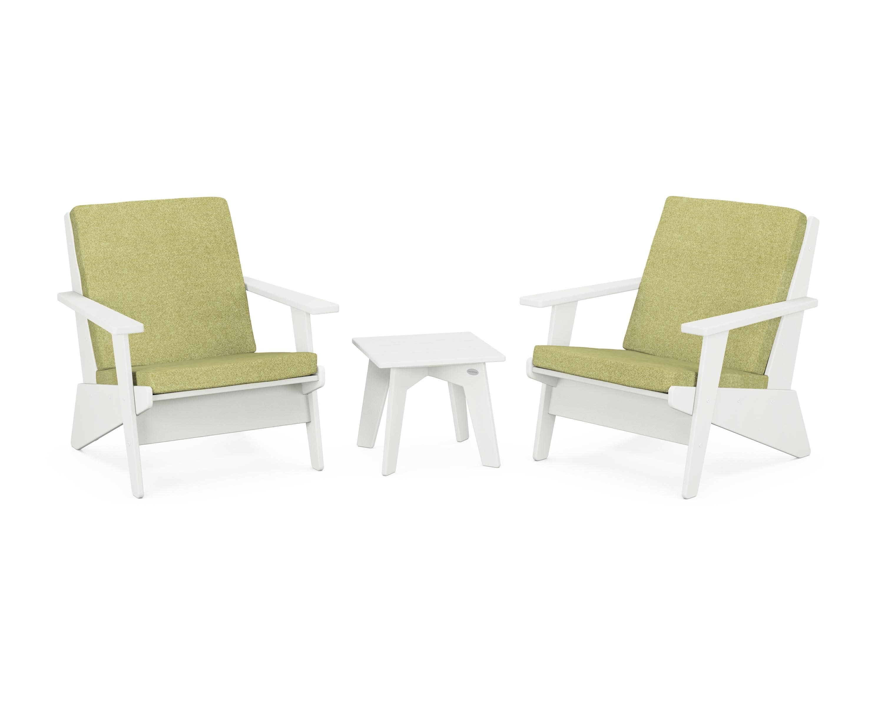 Riviera Modern Lounge 3-Piece Set in Vintage White / Chartreuse Boucle