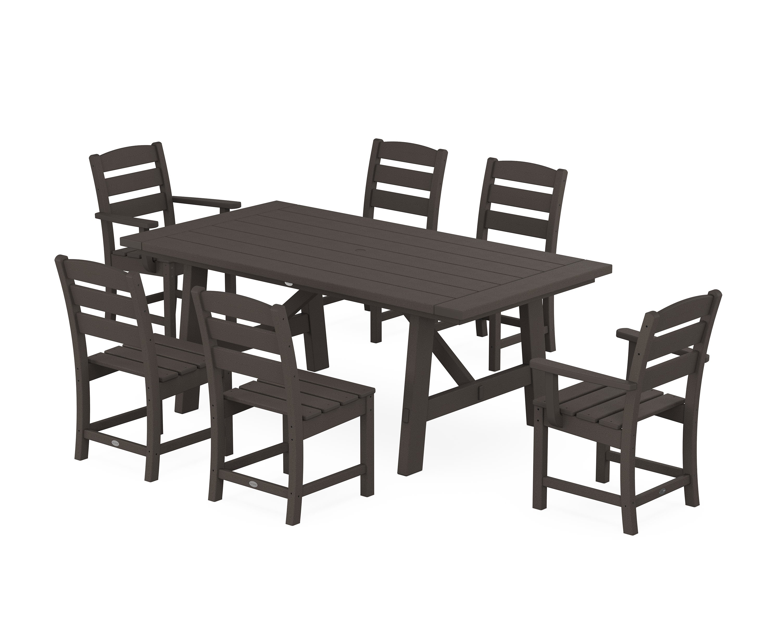 Lakeside 7-Piece Rustic Farmhouse Dining Set in Vintage Coffee