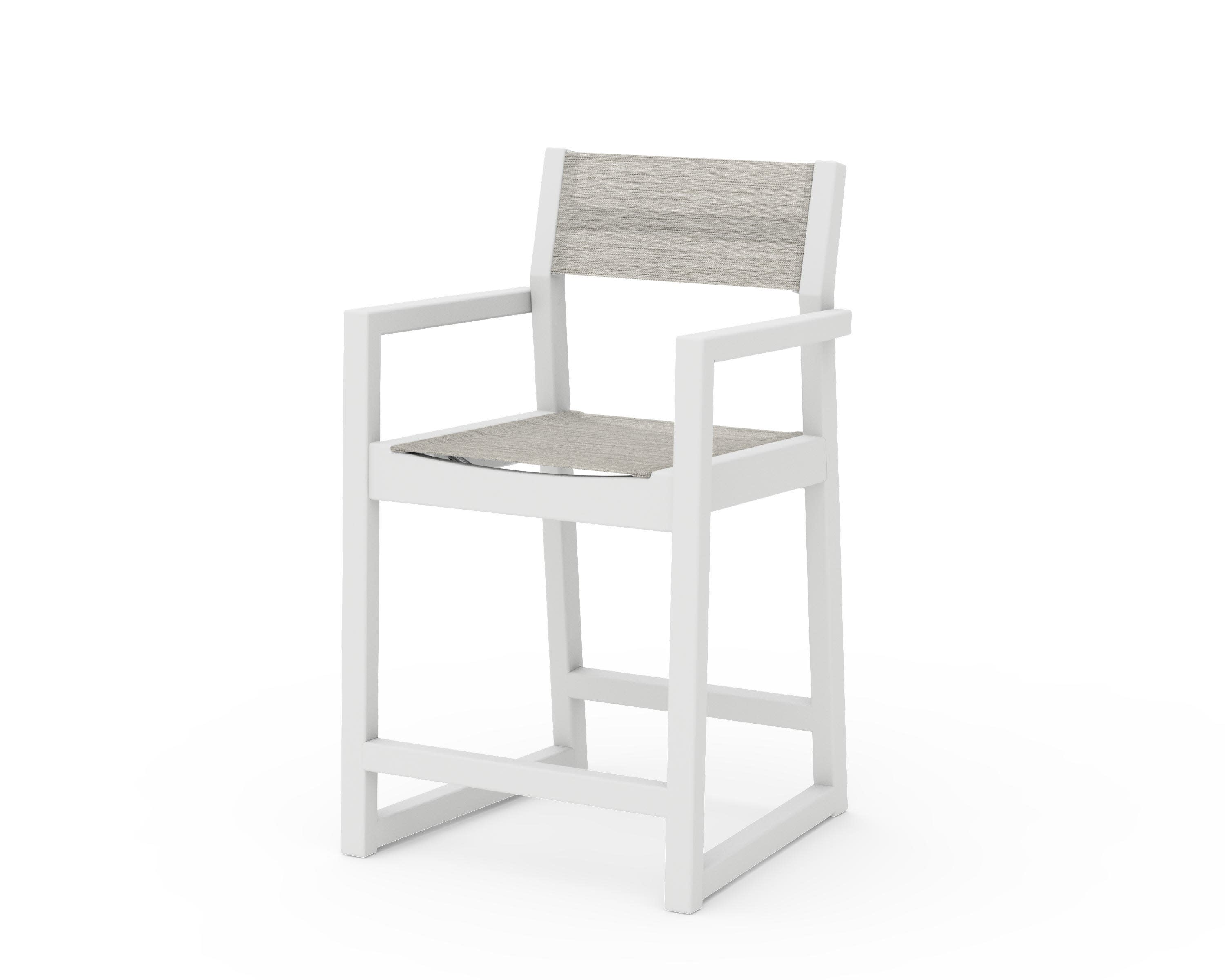 EDGE Sling Counter Arm Chair in White / Birch Sling