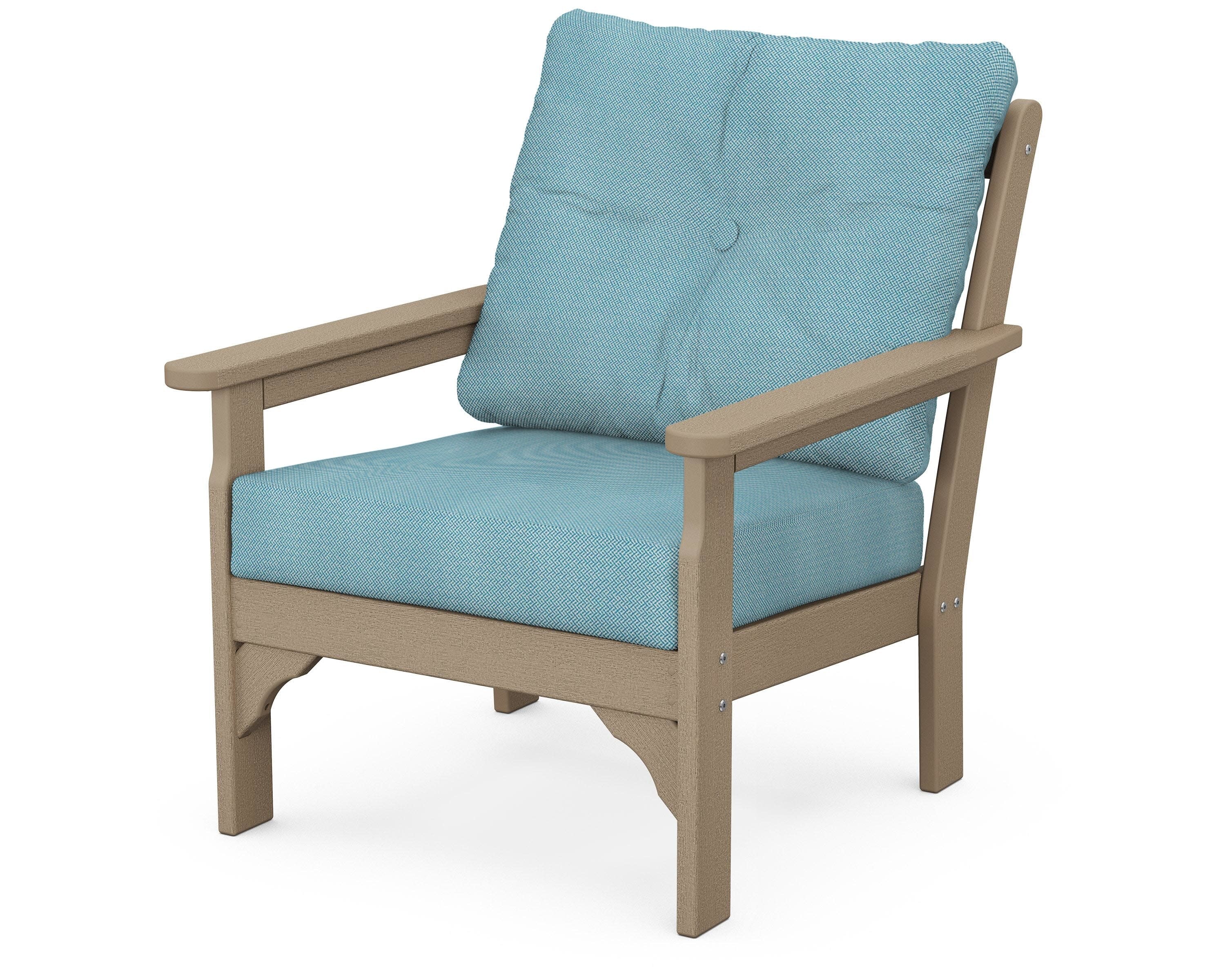 Vineyard Deep Seating Chair in Vintage Sahara / Lattice Sky Blue