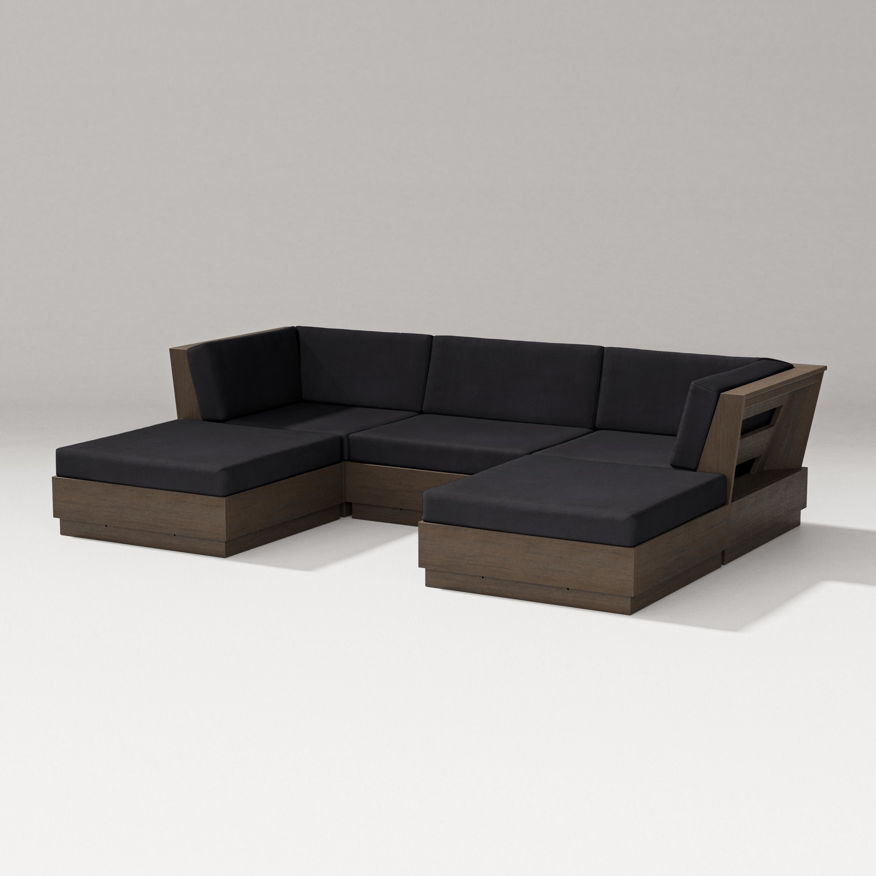 Elevate Double Chaise Sectional in Kona / Midnight Linen