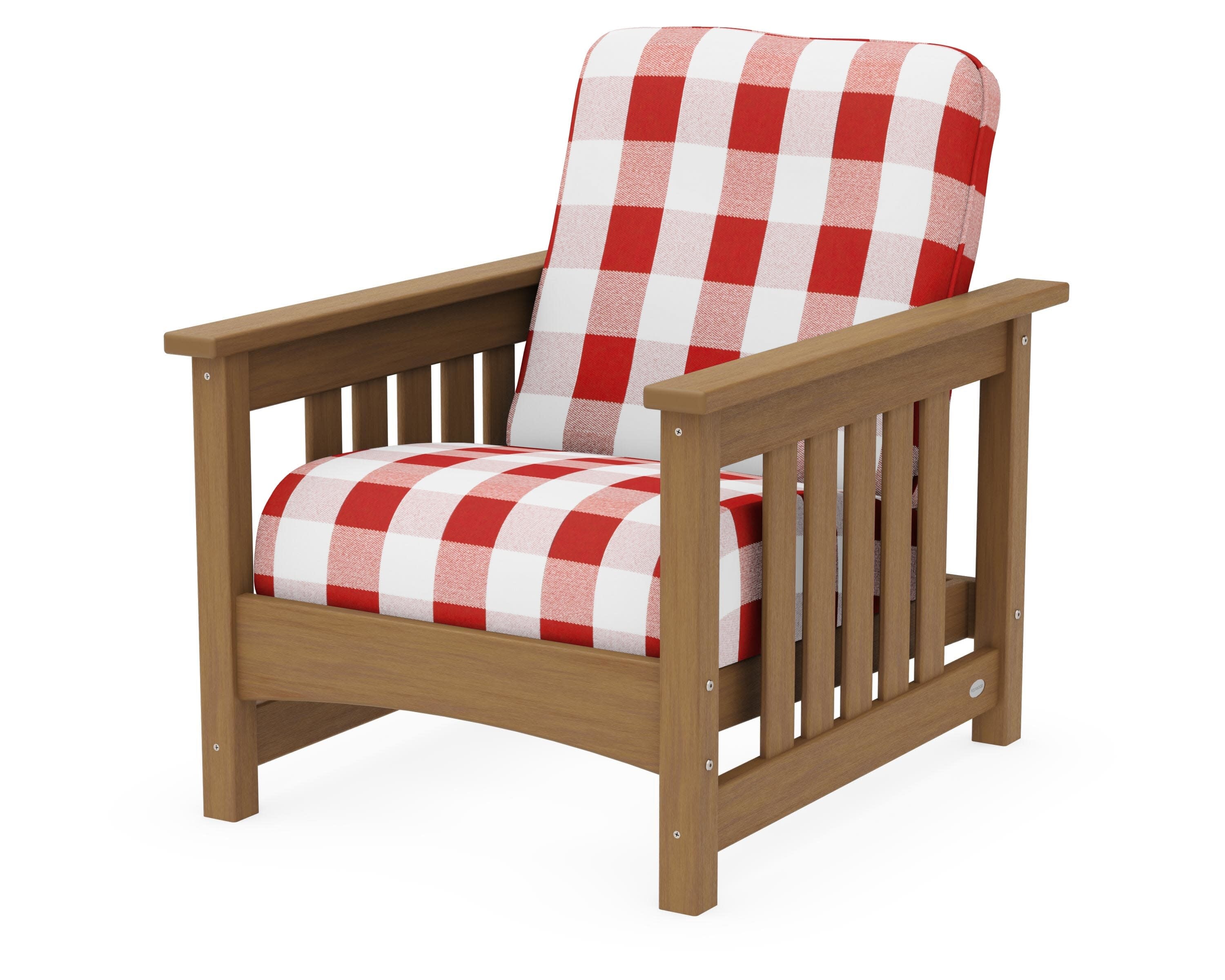 Club Mission Chair in Natural / Buffalo Plaid Crimson