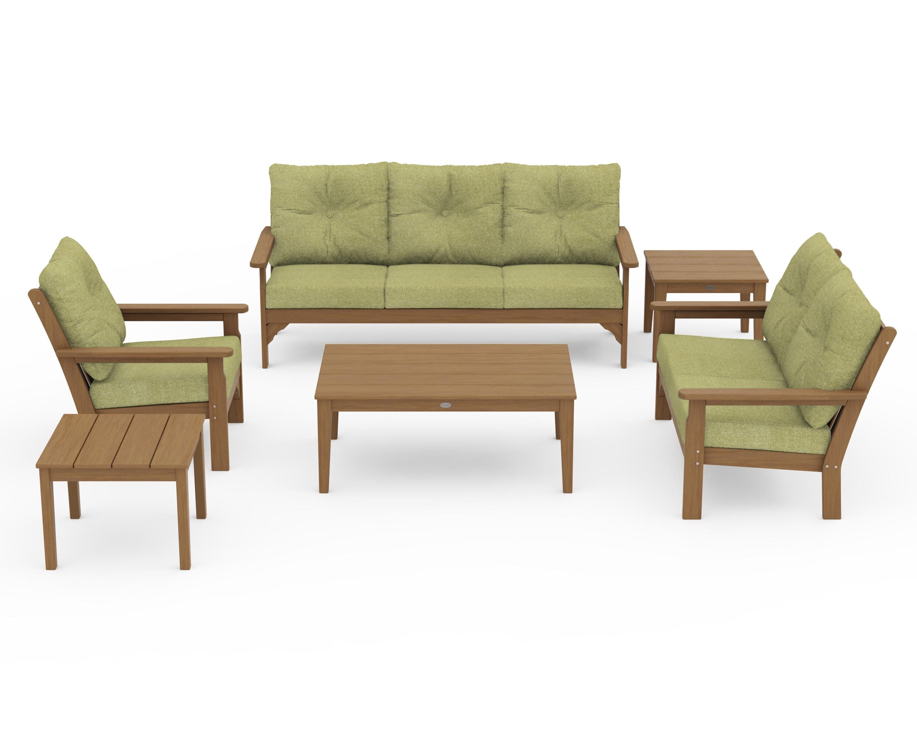 Vineyard 6-Piece Deep Seating Set in Natural / Chartreuse Boucle