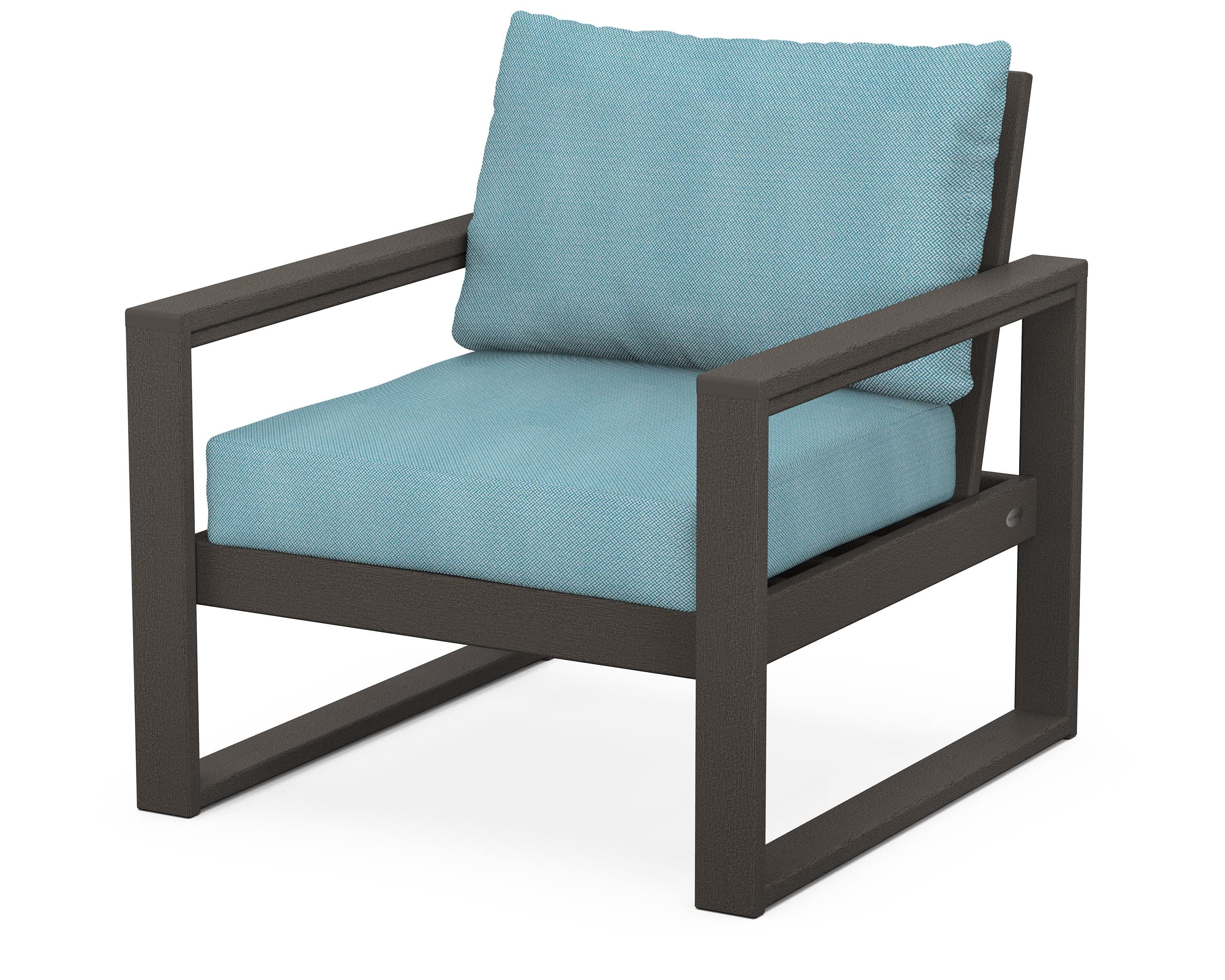 EDGE Club Chair in Vintage Coffee / Lattice Sky Blue