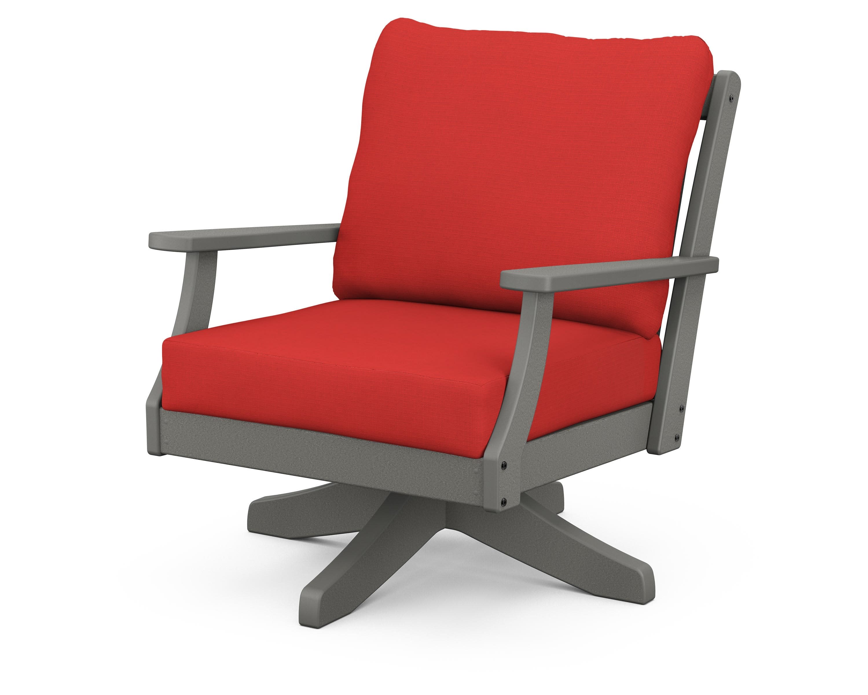 Braxton Deep Seating Swivel Chair in Slate Grey / Crimson Linen