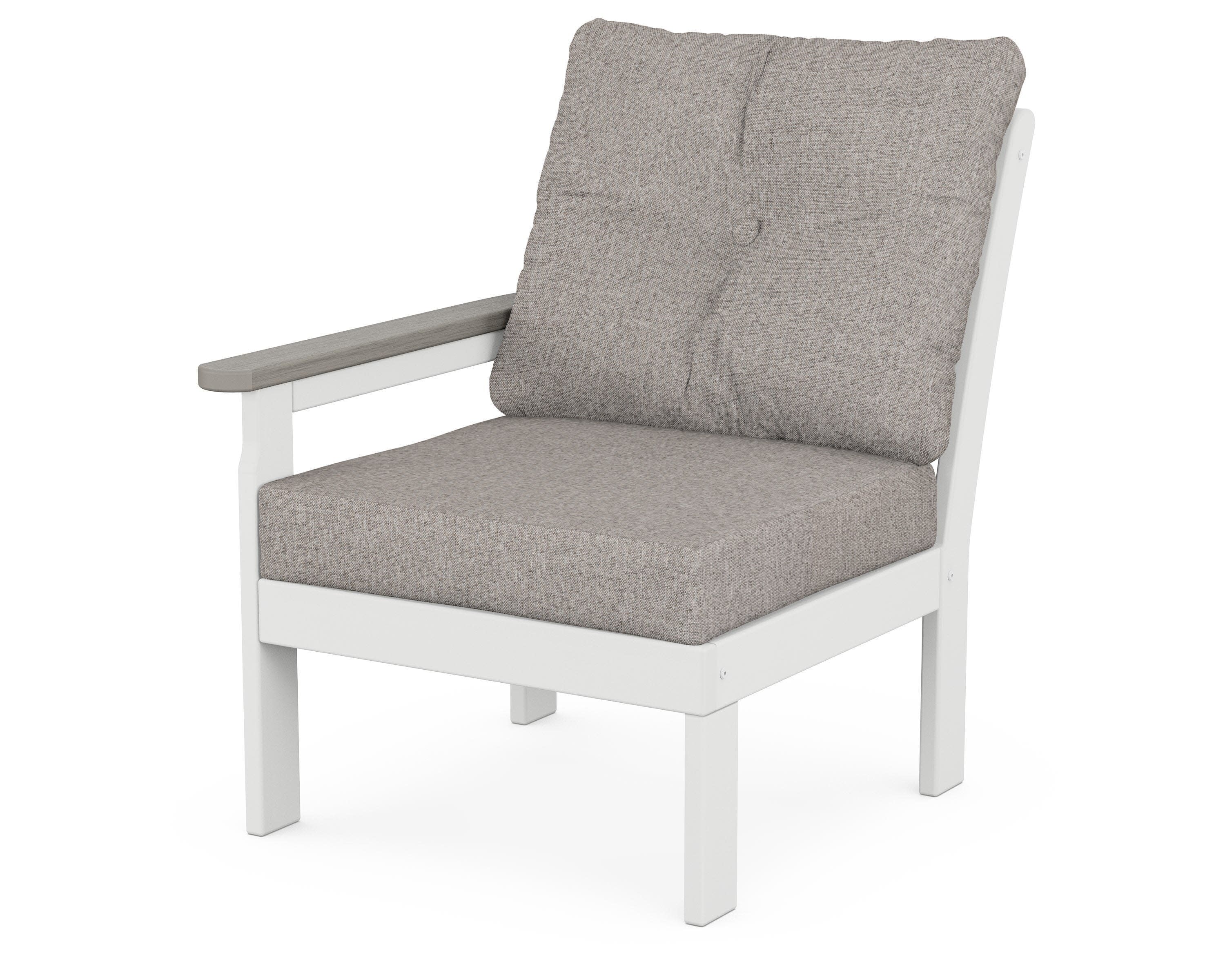 Vineyard Modular Left Arm Chair in White / Driftwood / Weathered Tweed