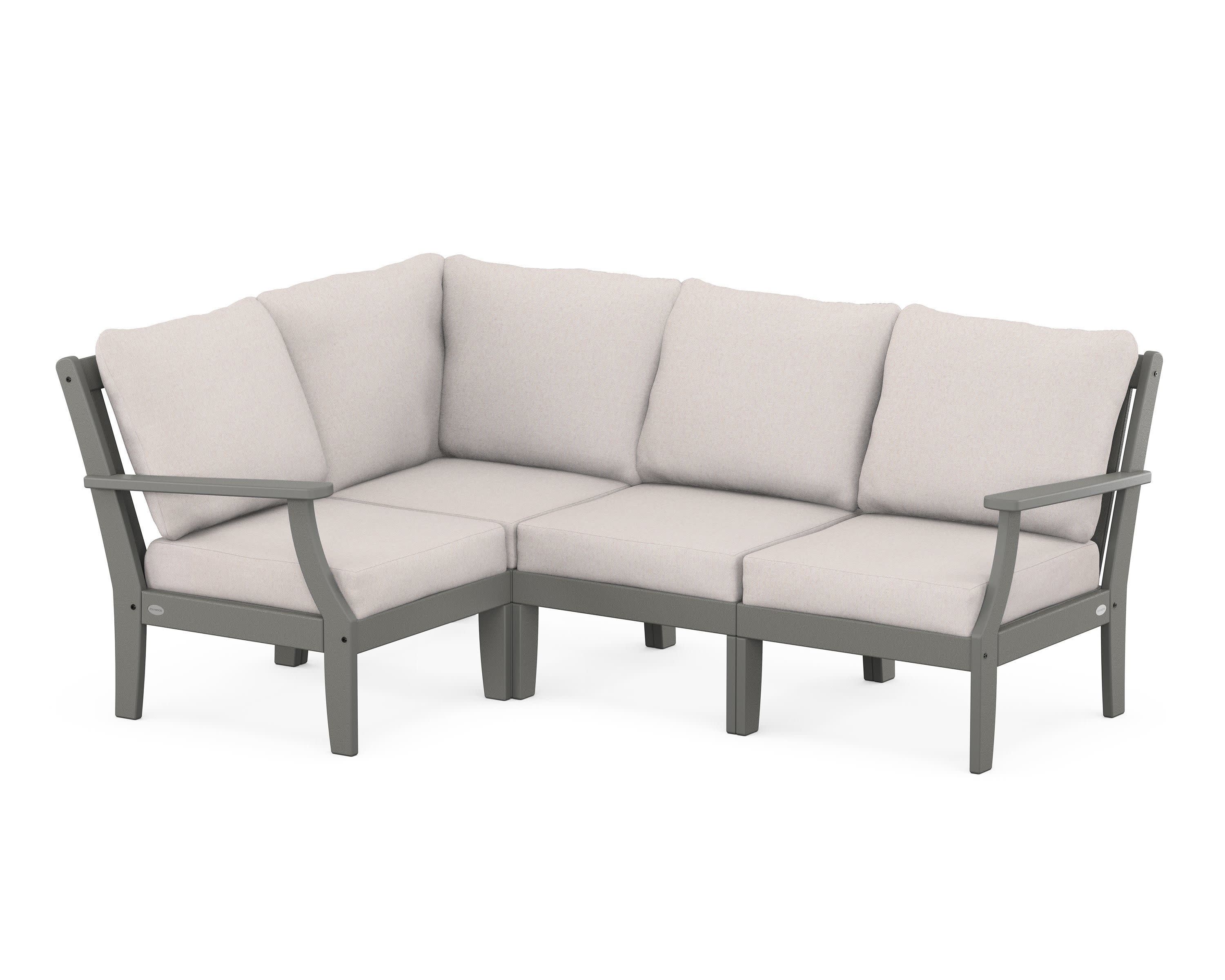 Braxton Modular 4-Piece Deep Seating Set in Slate Grey / Dune Burlap