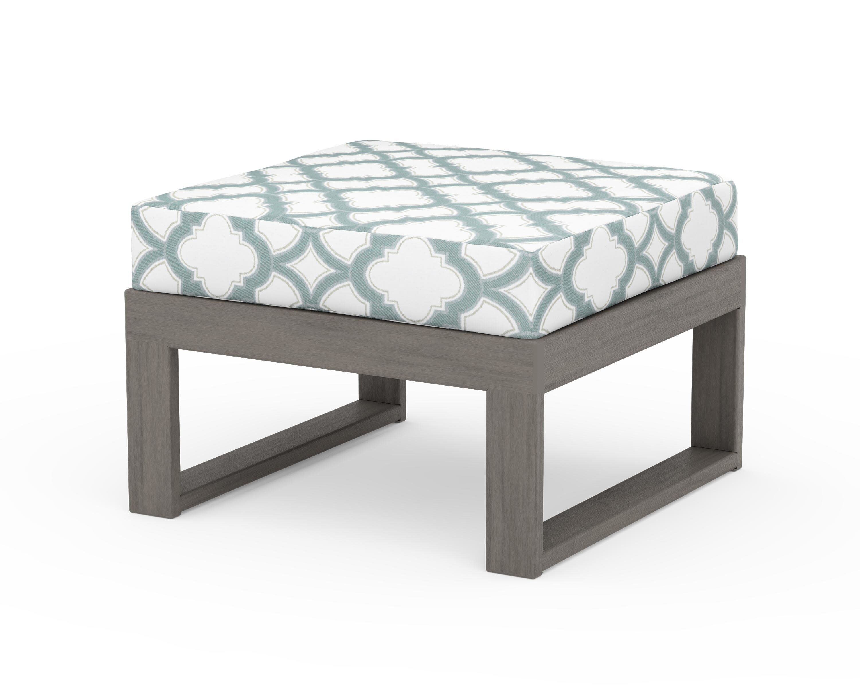 Modular Ottoman - Modern in Driftwood / Trellis Glacier Spa