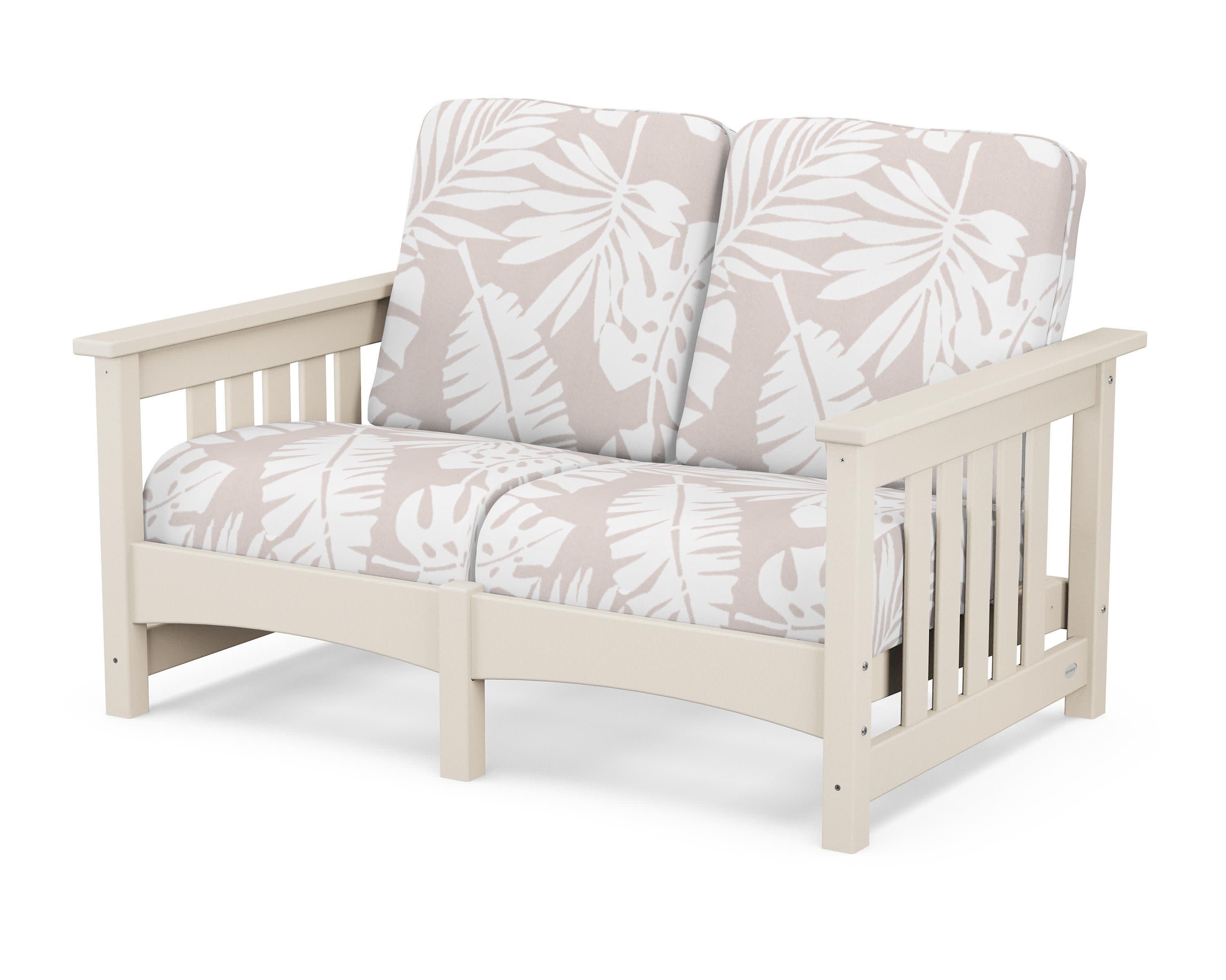 Club Mission Loveseat in Sand / Leaf Dune Burlap