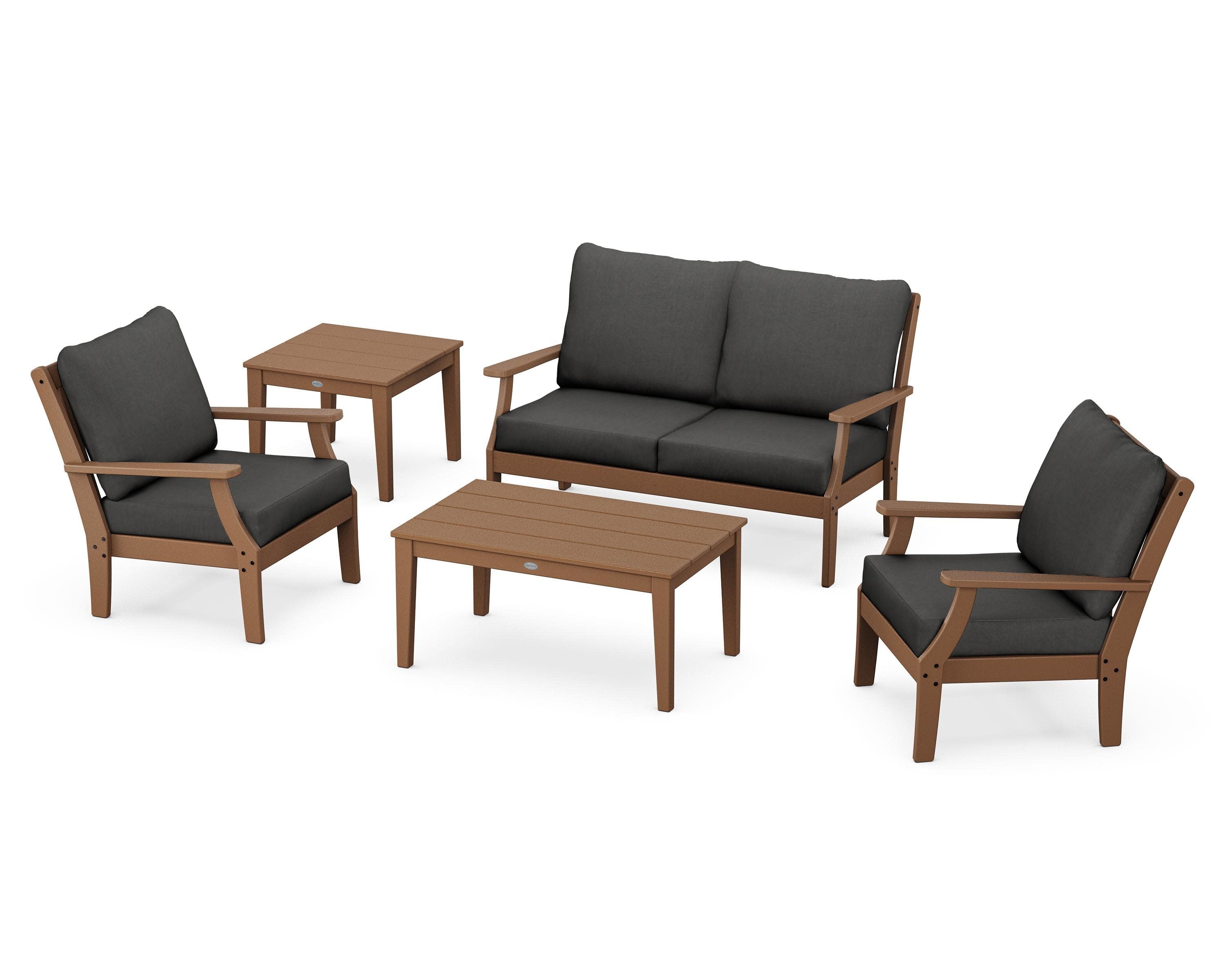 Braxton 5-Piece Deep Seating Set in Teak / Spectrum Carbon