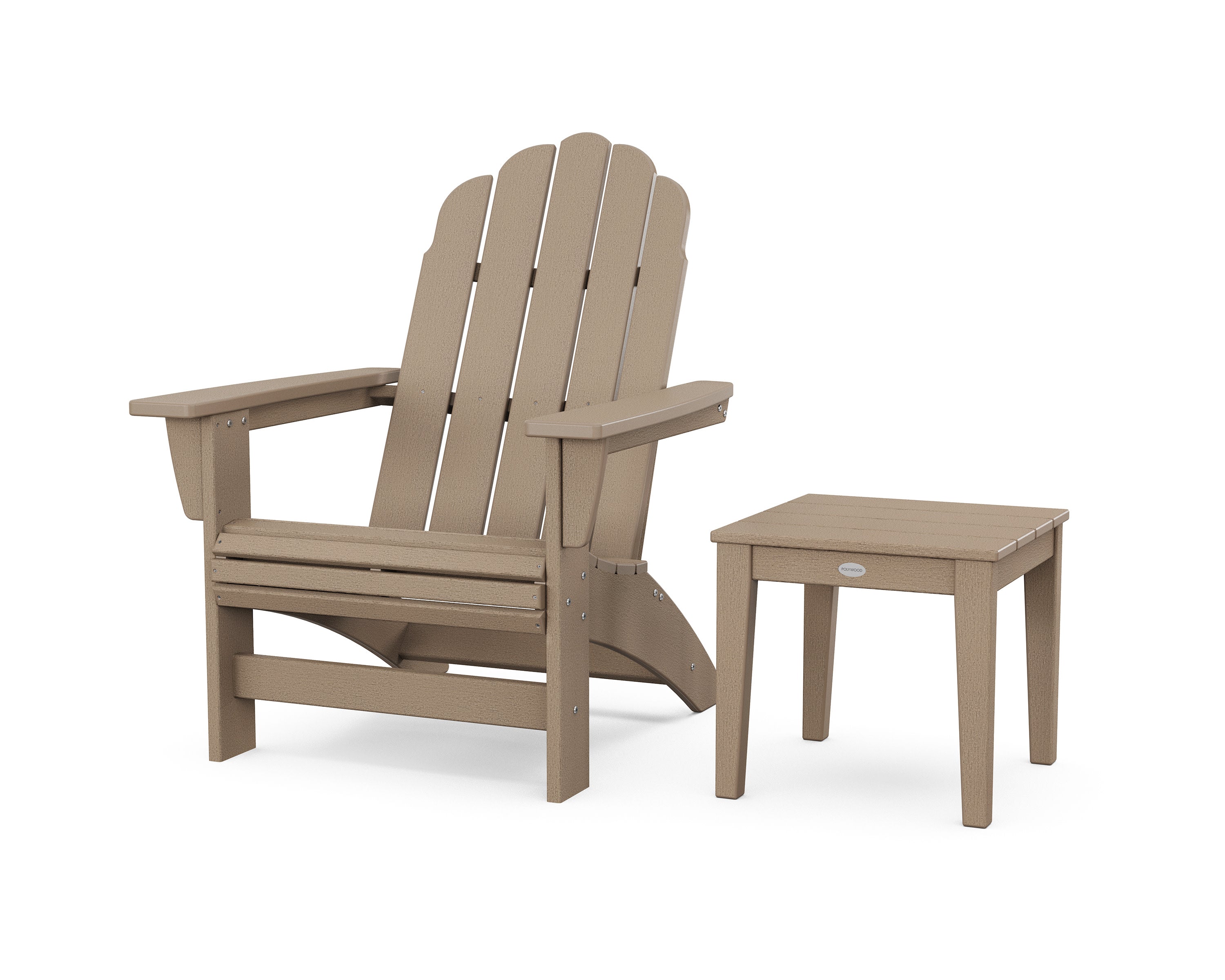 Vineyard Grand Adirondack Chair with Side Table in Vintage Sahara