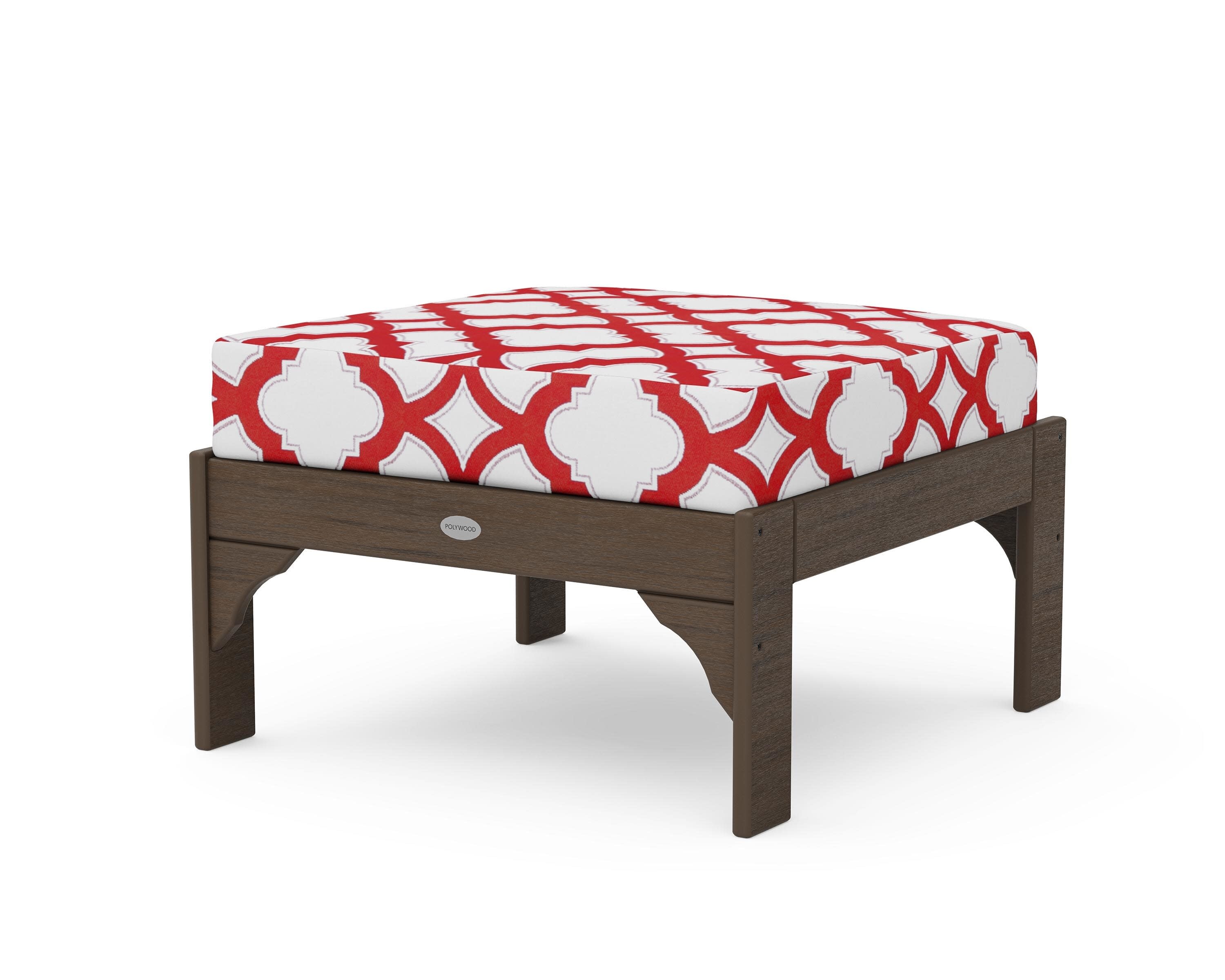 Vineyard Deep Seating Ottoman in Kona / Trellis Crimson