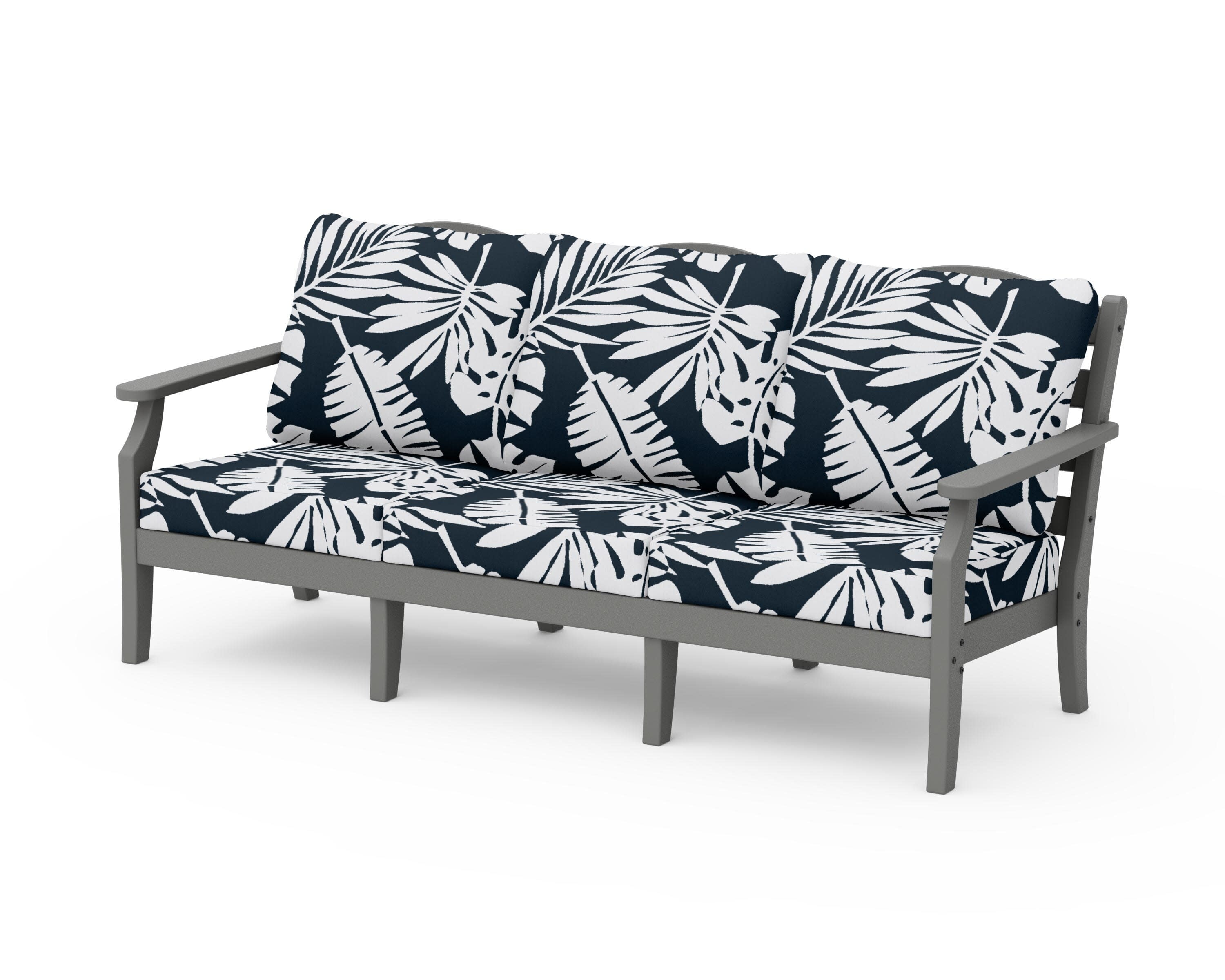 Savannah Deep Seating Sofa in Slate Grey / Leaf Marine Indigo
