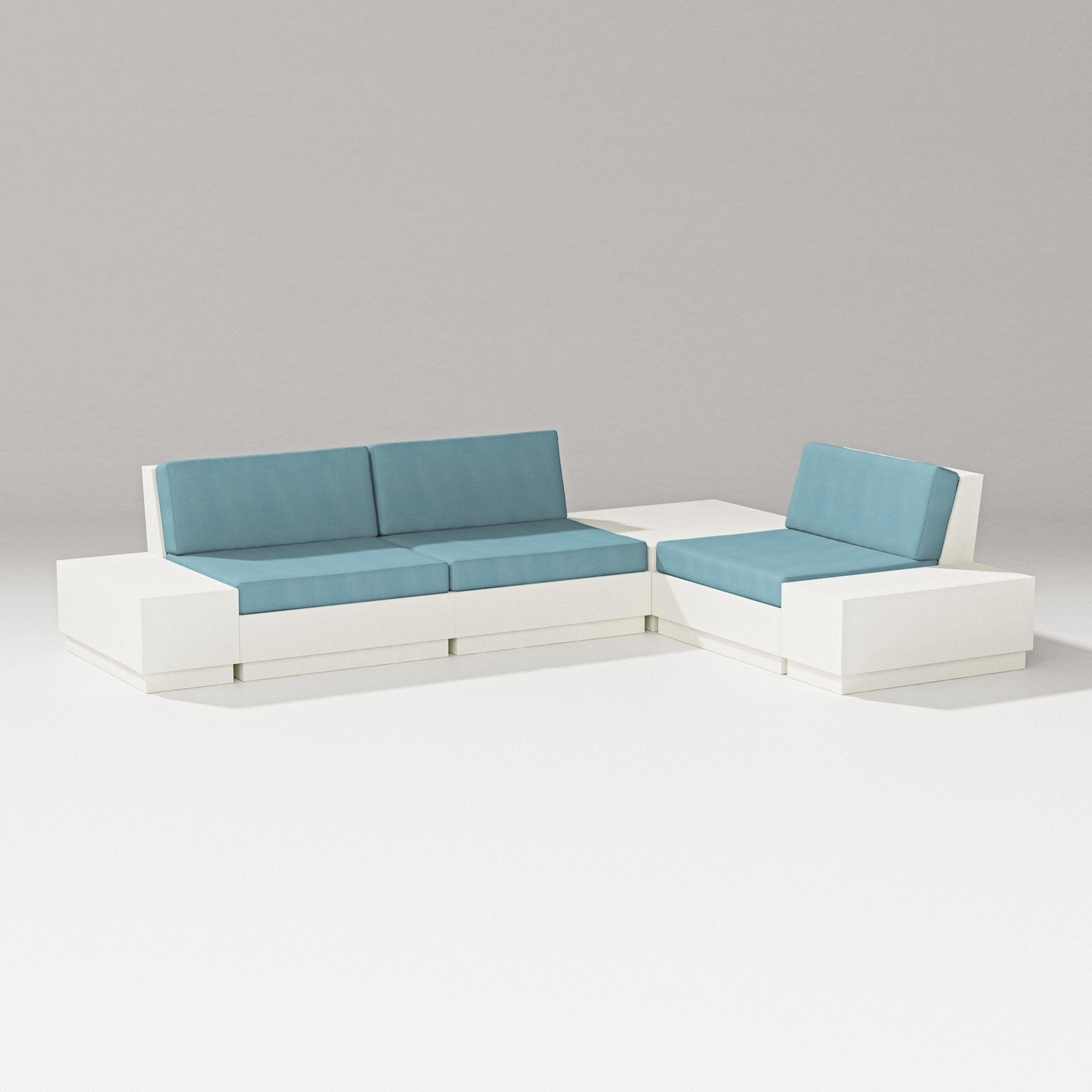 Elevate 6-Piece Corner Sectional in Vintage White / Lattice Sky Blue