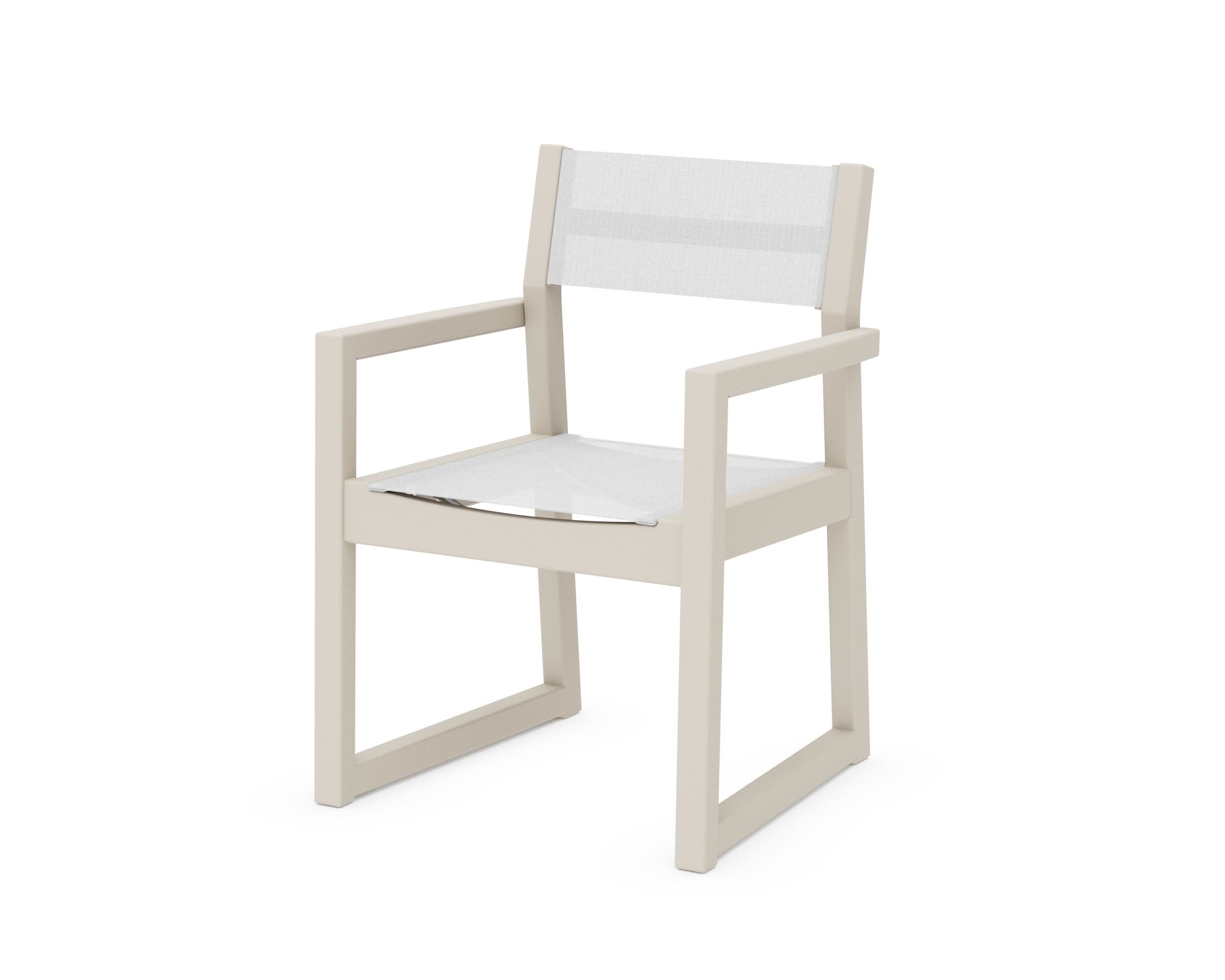 EDGE Sling Dining Arm Chair in Sand / White Sling