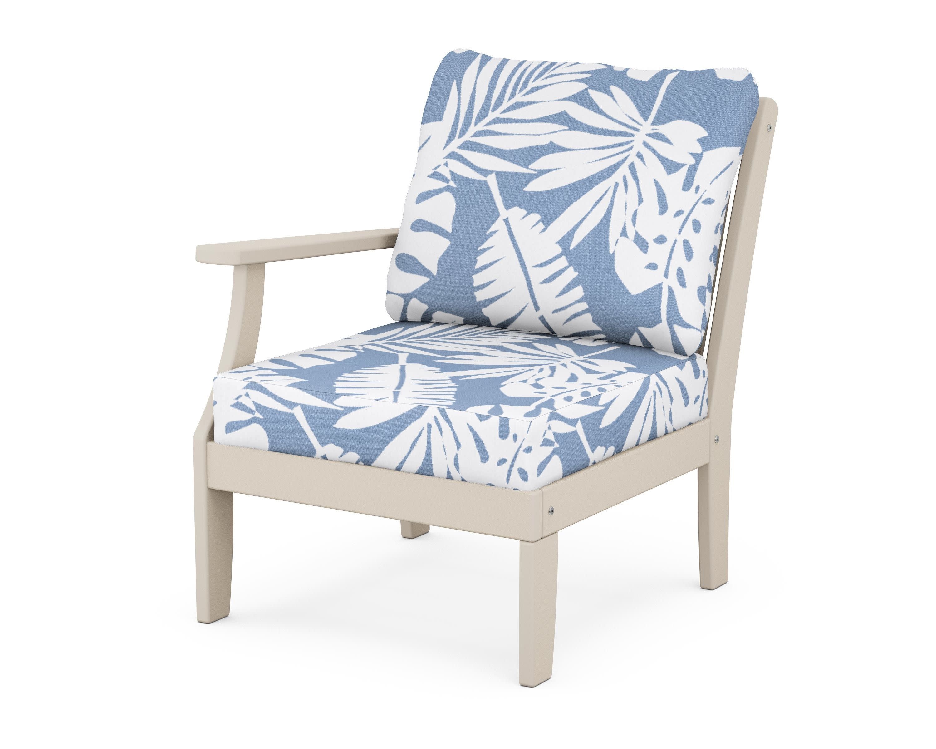 Braxton Modular Left Arm Chair in Sand / Leaf Sky Blue