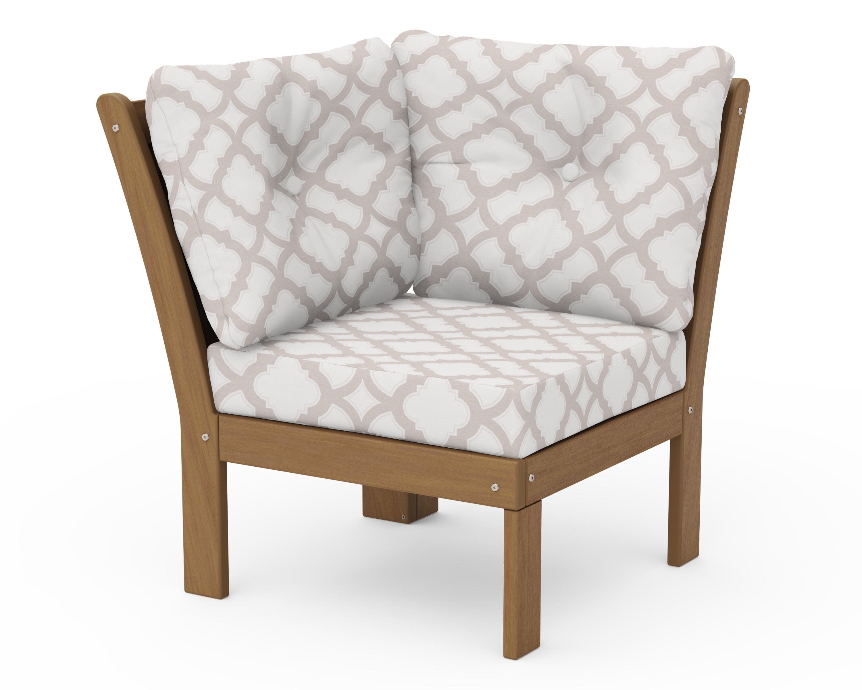 Vineyard Modular Corner Chair in Natural / Trellis Dune Burlap