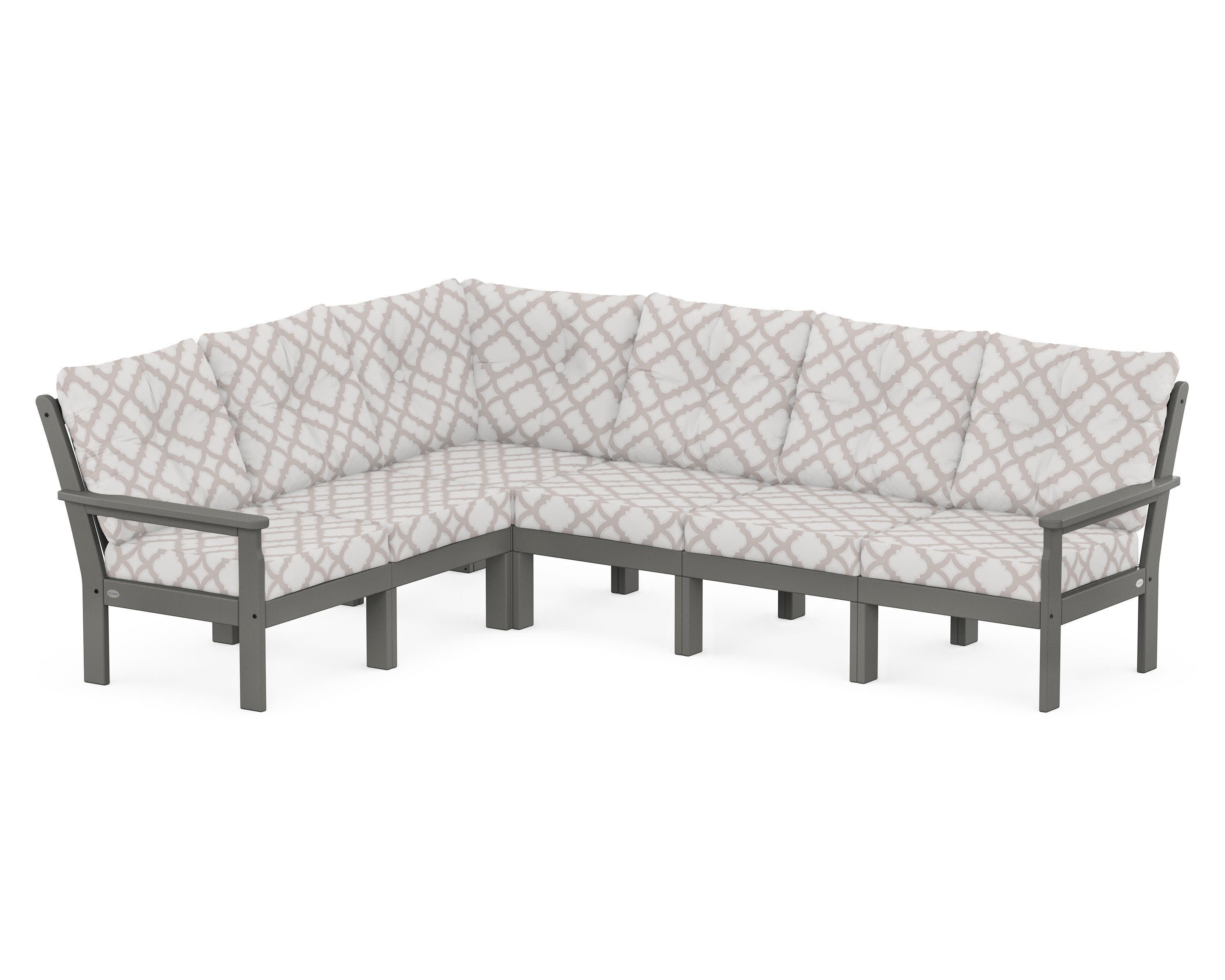 Vineyard 6-Piece Sectional in Slate Grey / Trellis Dune Burlap