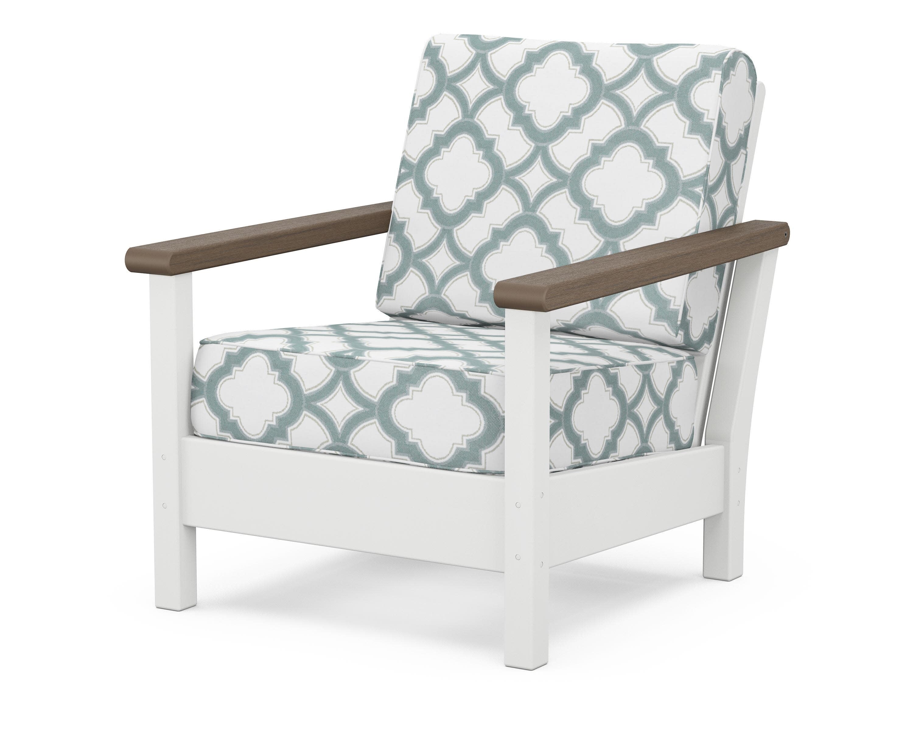 Harbour Deep Seating Chair in White / Kona / Trellis Glacier Spa