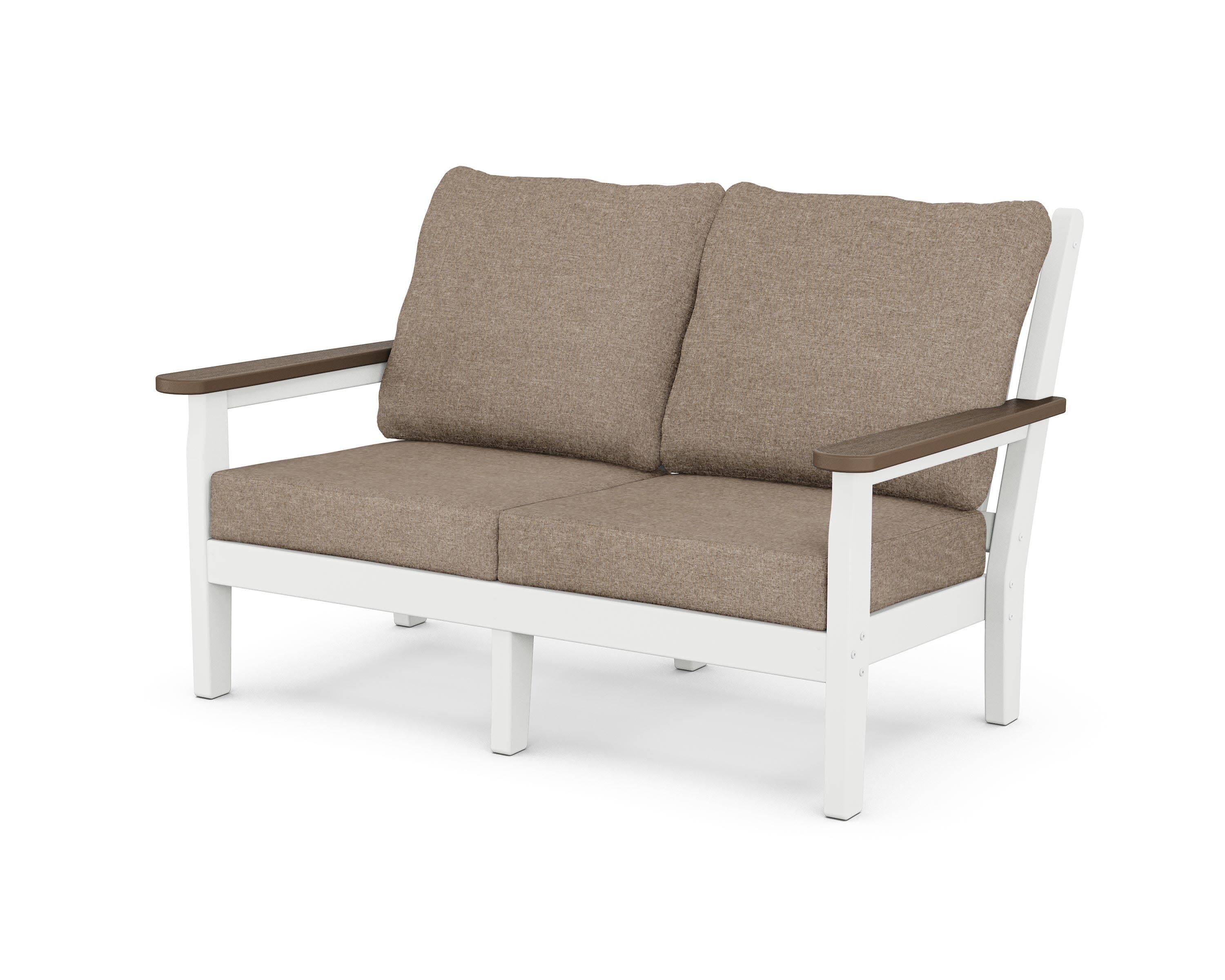Chippendale Deep Seating Loveseat in White / Kona / Spiced Burlap