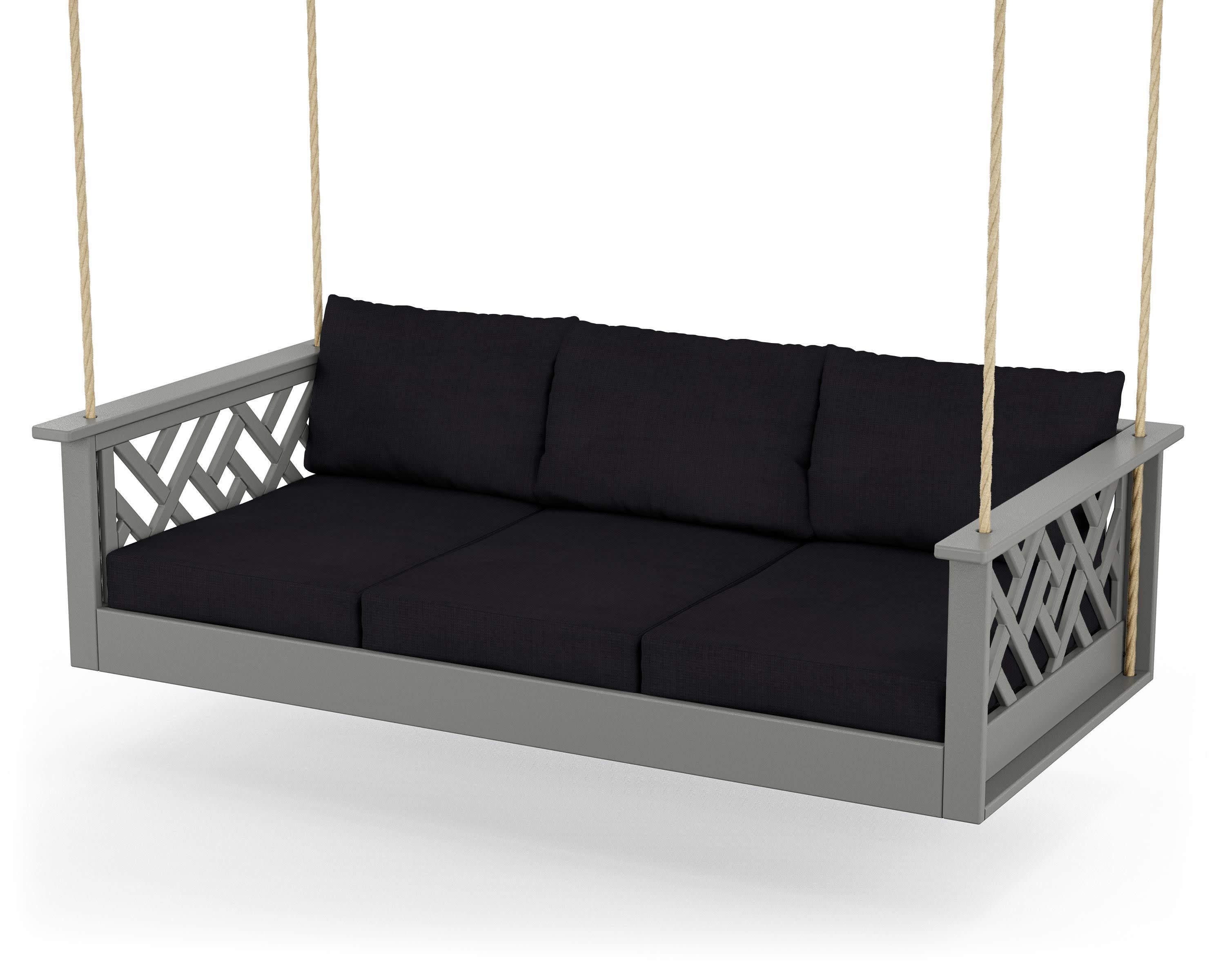 Chippendale Daybed Swing in Slate Grey / Midnight Linen
