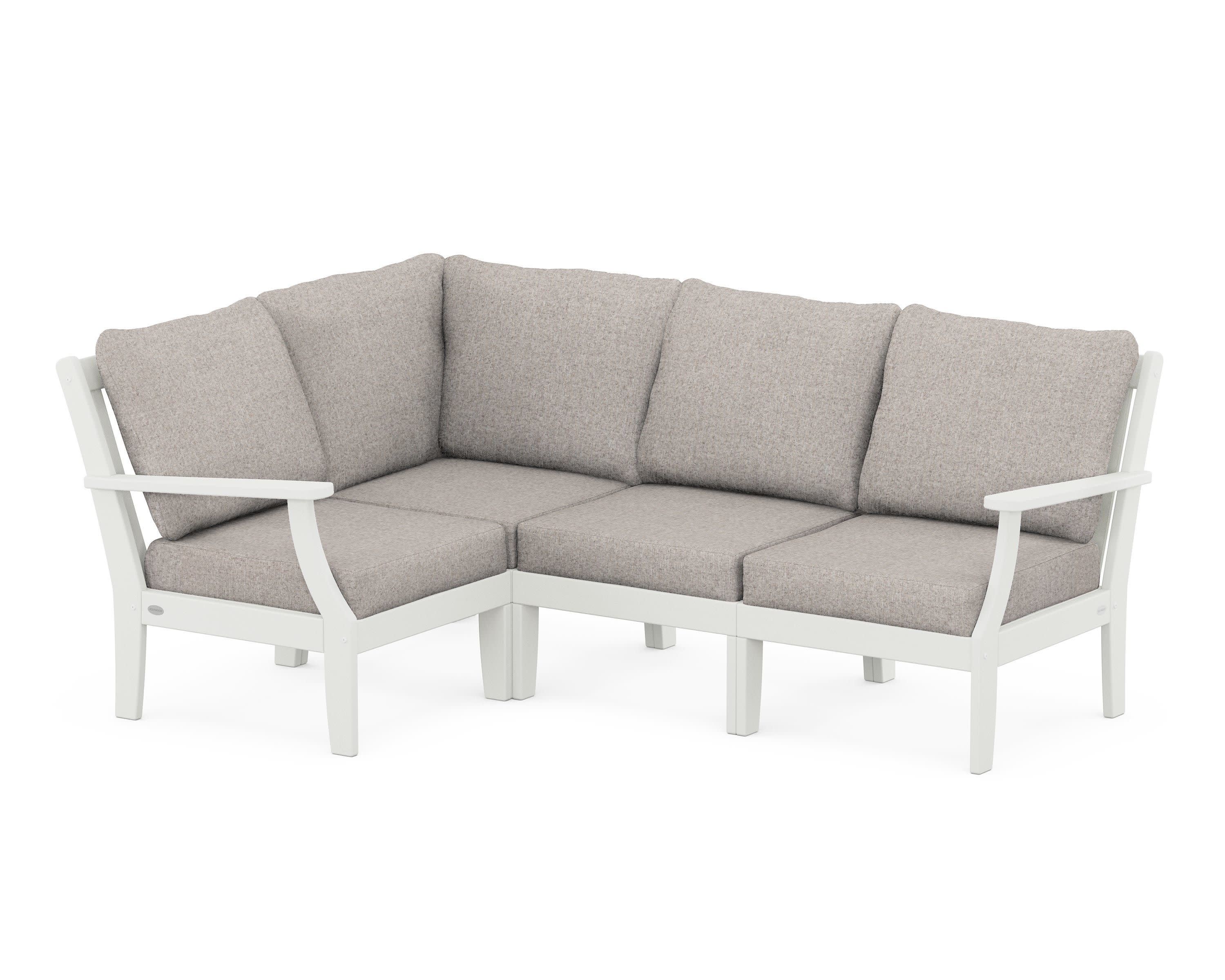 Braxton Modular 4-Piece Deep Seating Set in Vintage White / Weathered Tweed