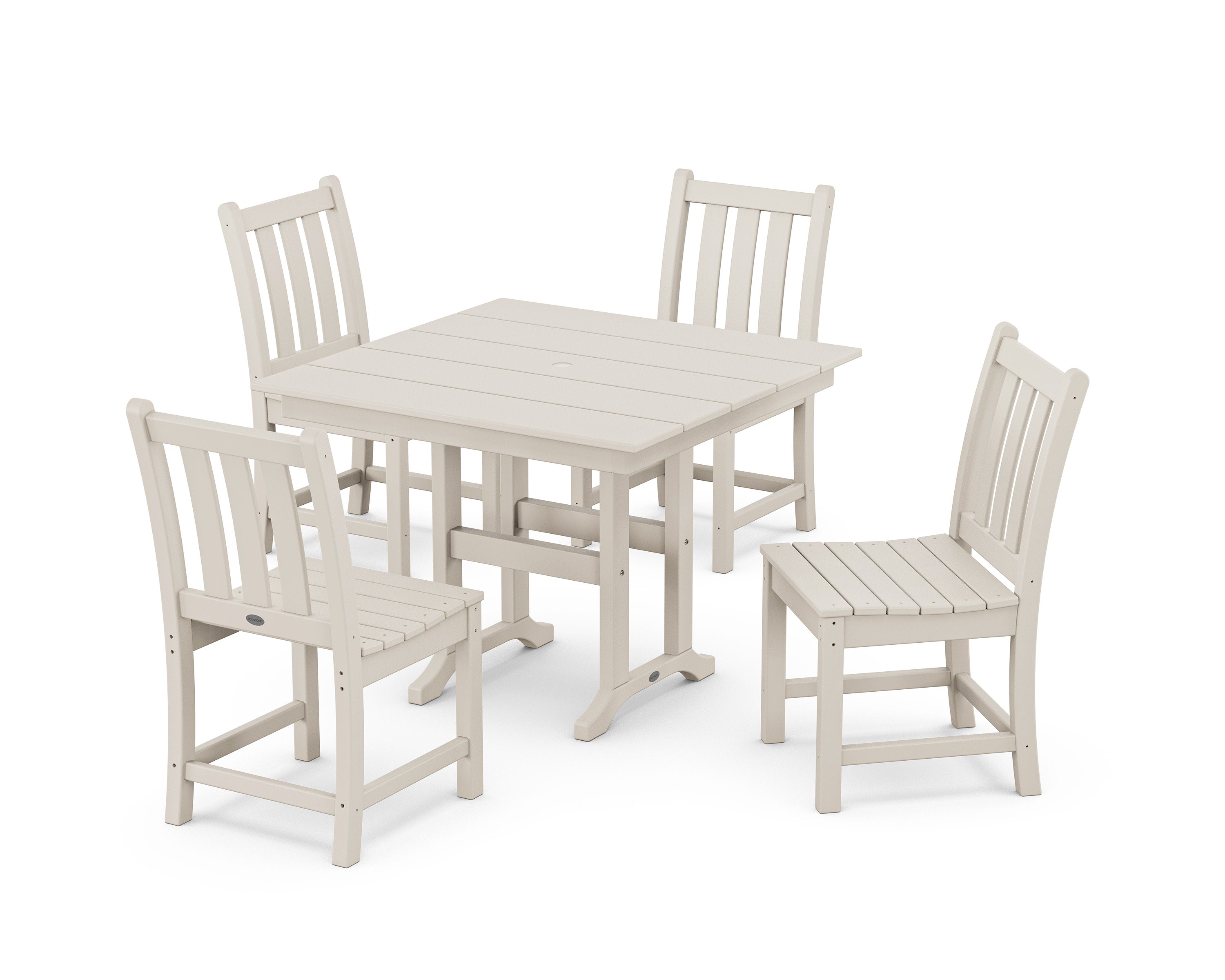 Traditional Garden Side Chair 5-Piece Farmhouse Dining Set in Sand