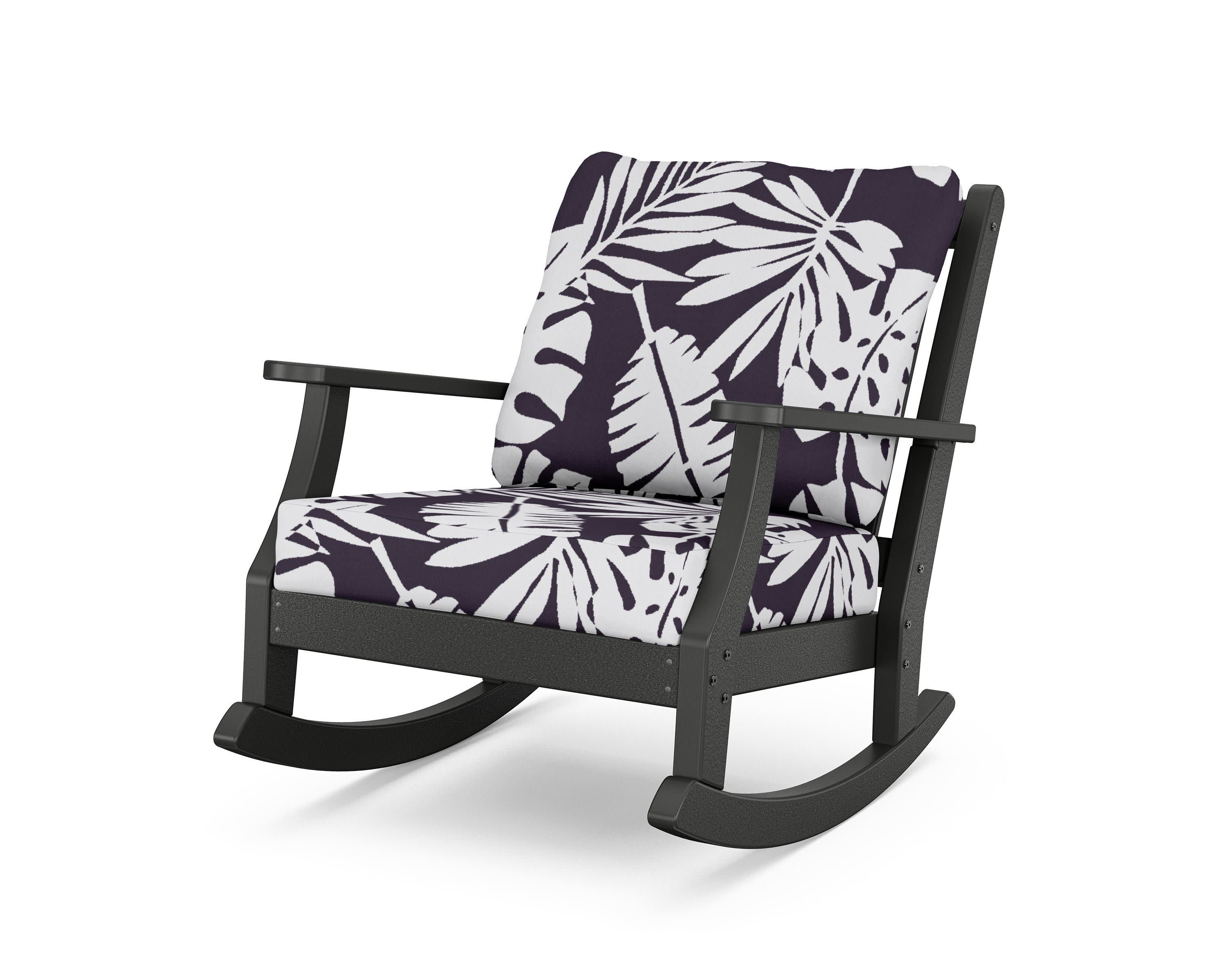 Wovendale Deep Seating Rocking Chair in Black / Leaf Navy