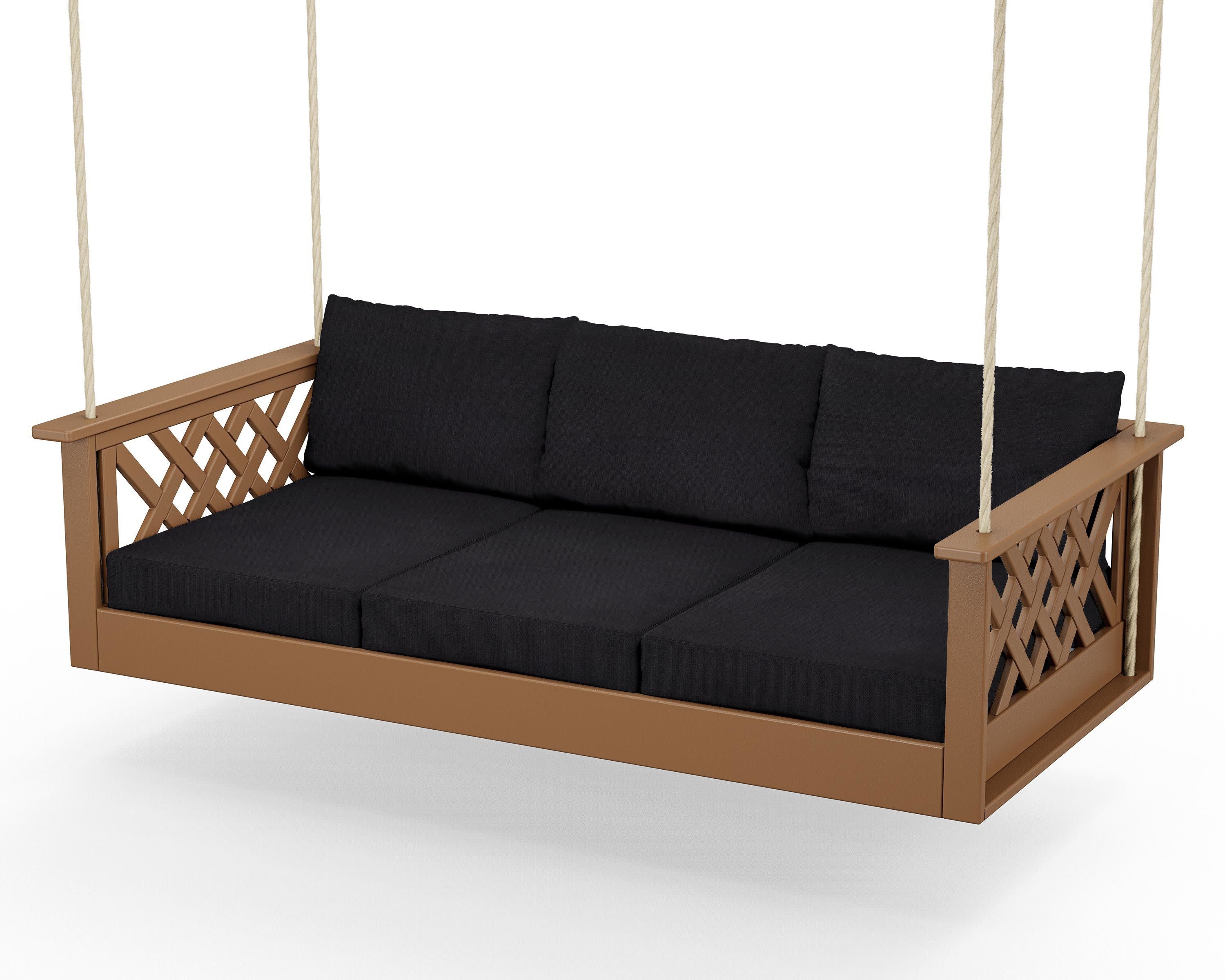 Wovendale Daybed Swing in Teak / Midnight Linen