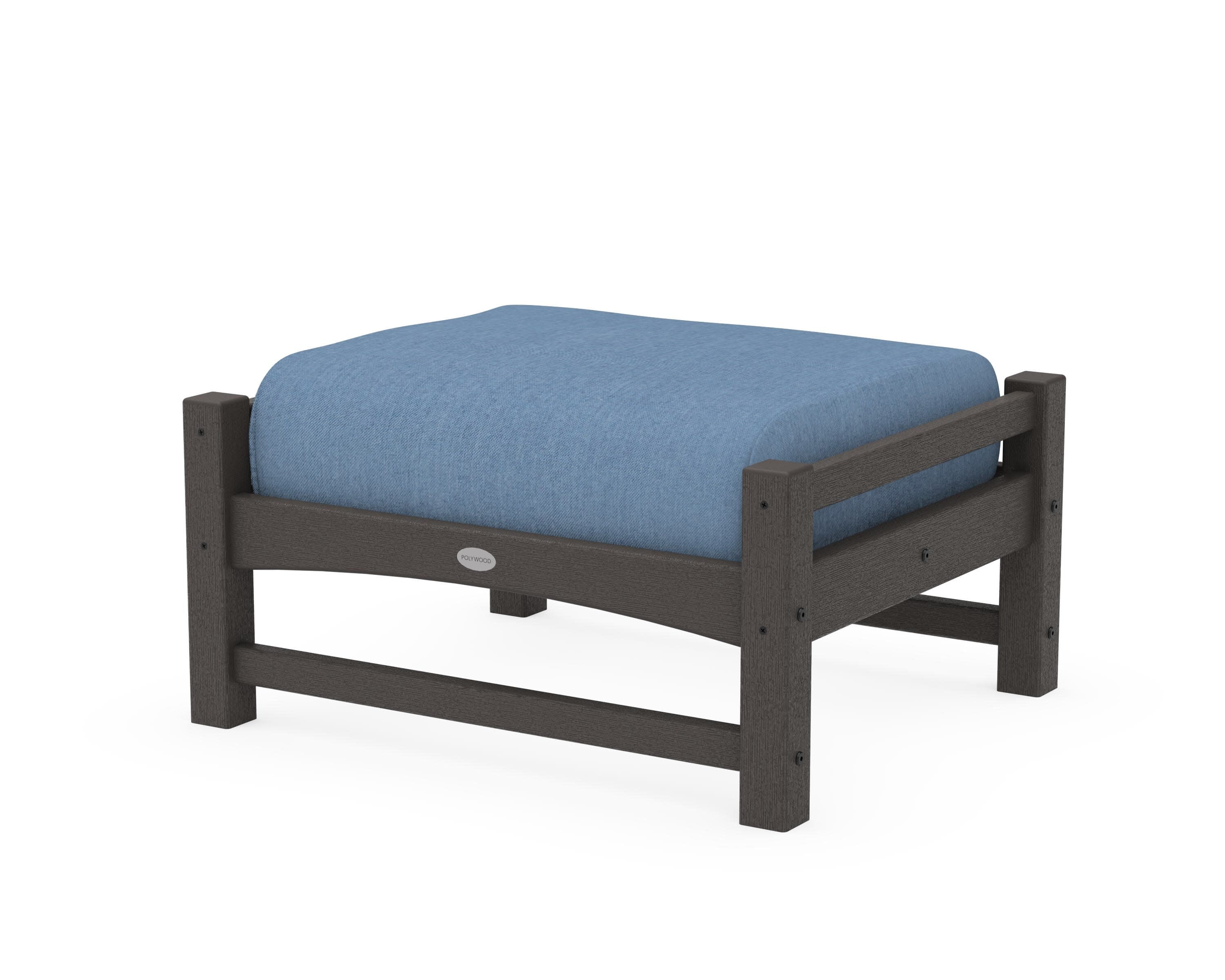 Club Ottoman in Vintage Coffee / Sky Blue